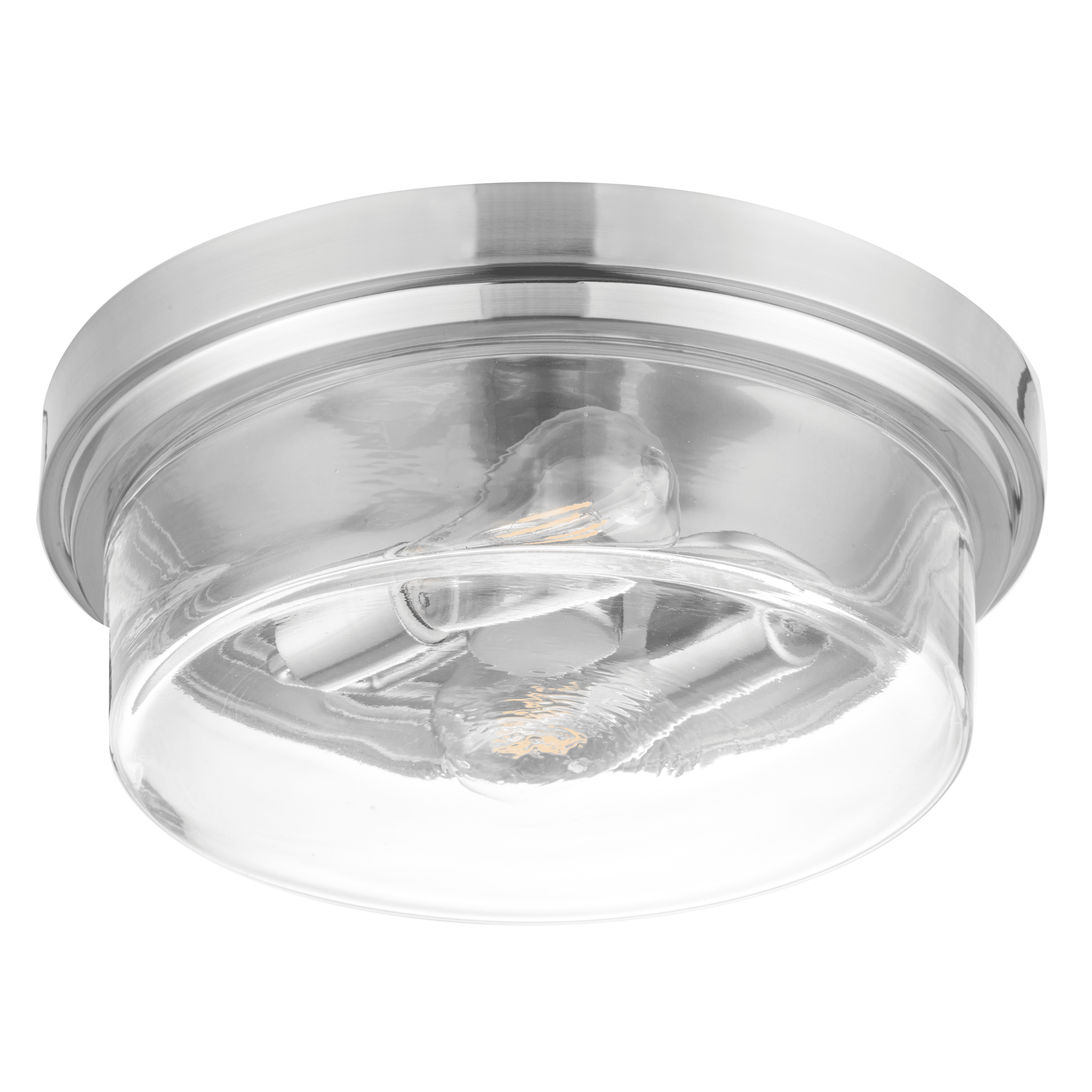 Prominence Home Madelyn 13" Brushed Nickel Flush Mount Indoor/Outdoor Light with Square Clear Glass Shade