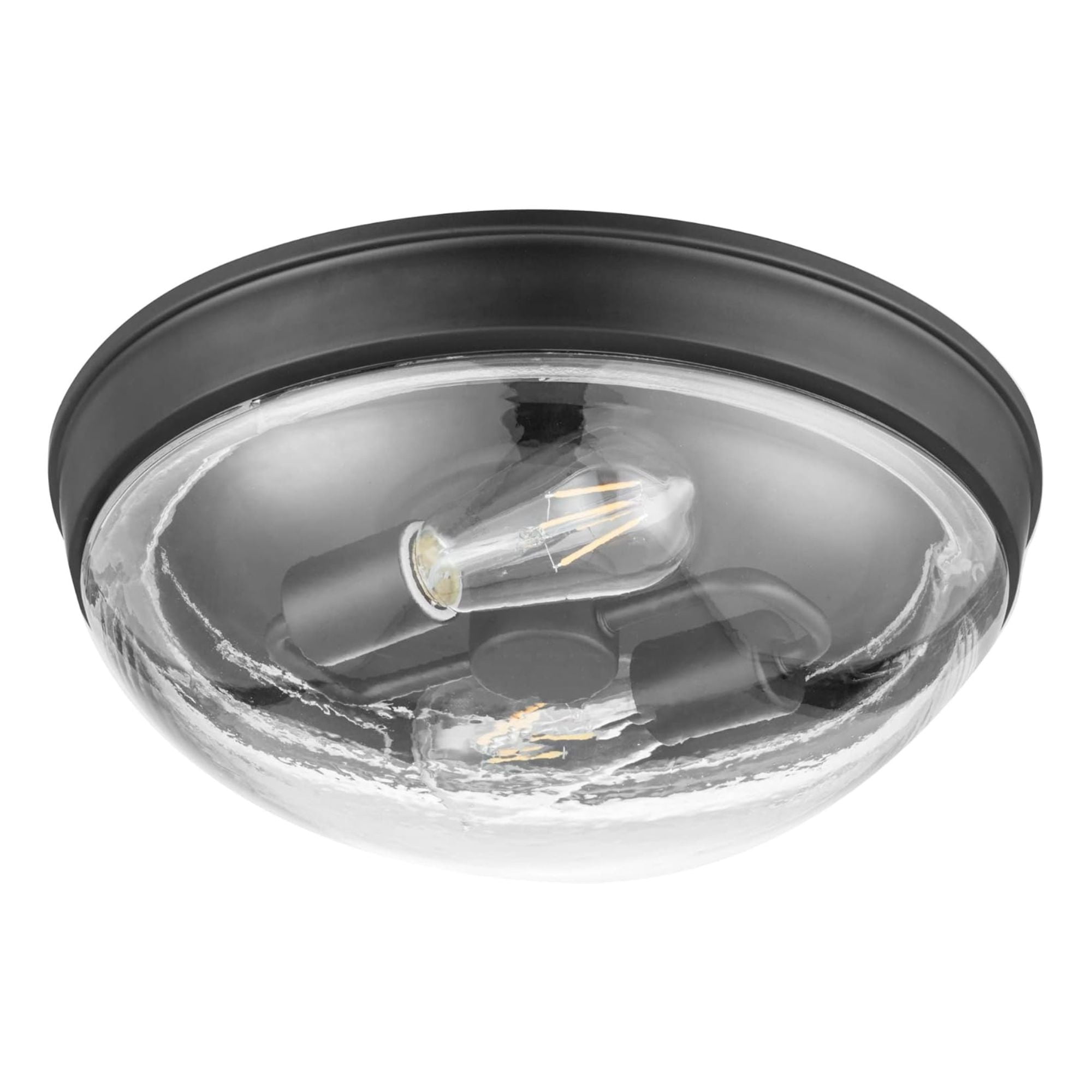 Prominence Home Madelyn 13" Matte Black Flush Mount Light with Round Clear Glass Shade