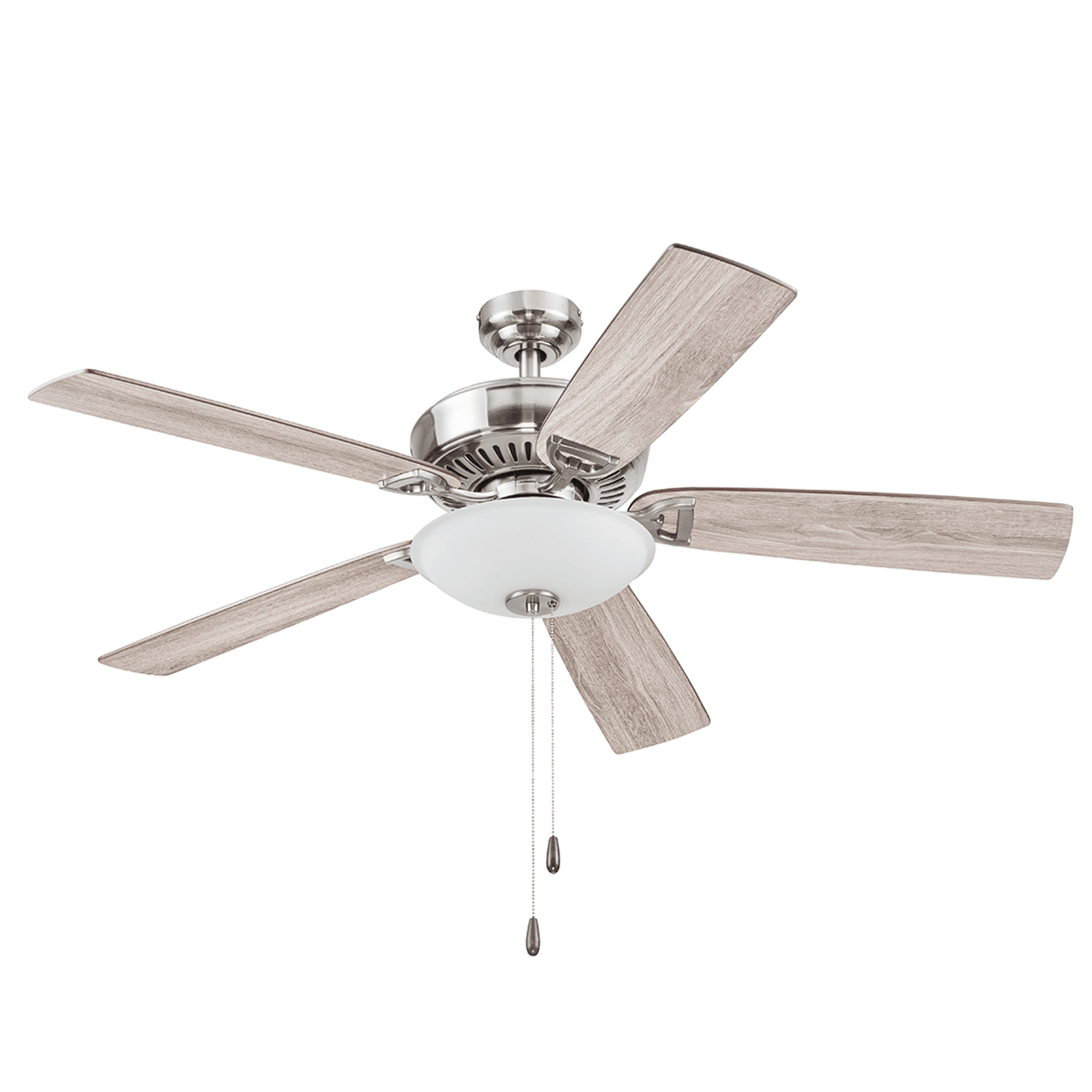 Prominence Home Montlake 52" Brushed Nickel Ceiling Fan with 5 Blades, Bowl Light Kit, Pull Chains & Reverse Airflow