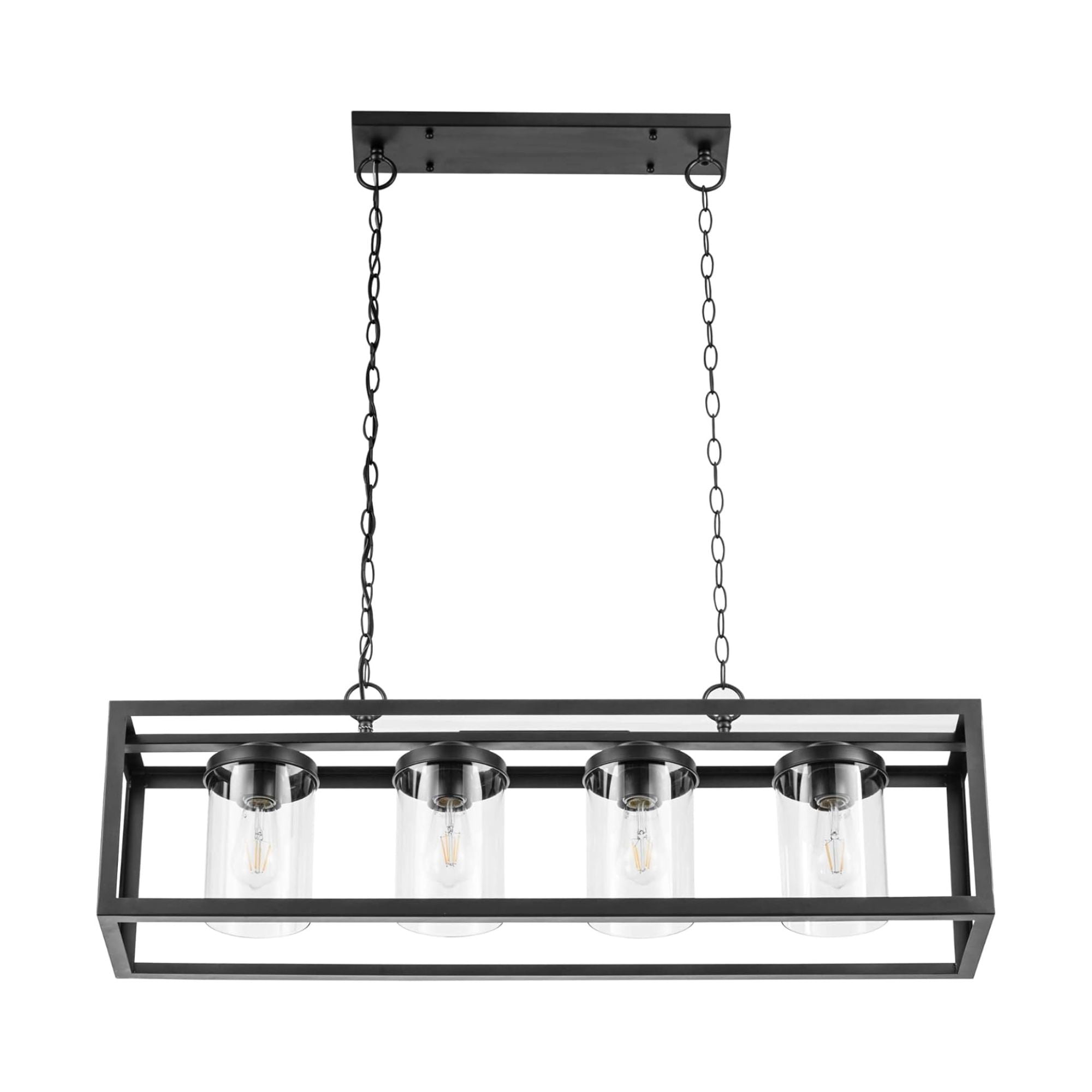 Prominence Home Sitka 4 Light Modern Matte Black Rectangular Chandelier