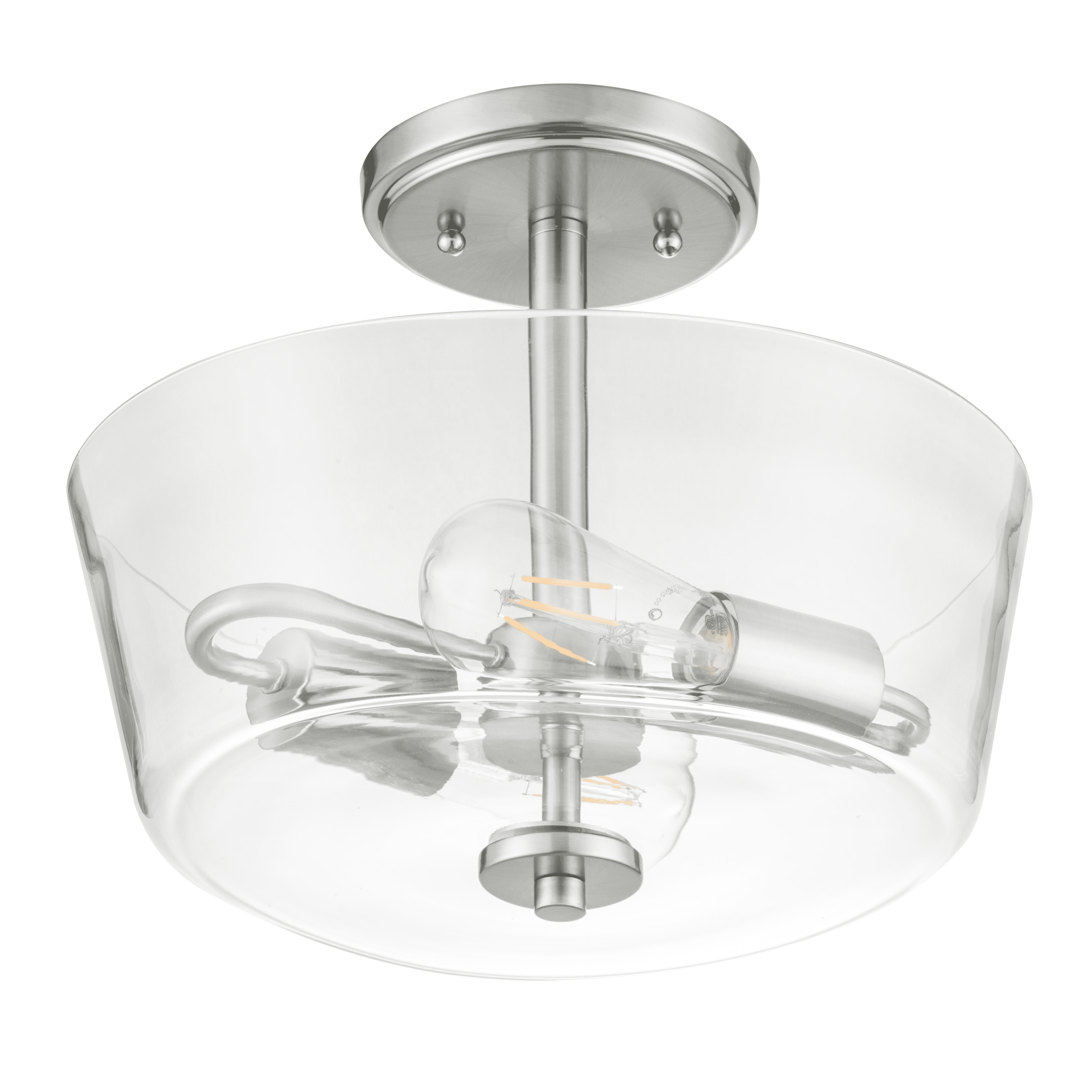 Prominence Home Viktoria 13" Brushed Nickel Semi Flush Mount Light with Clear Glass Shade