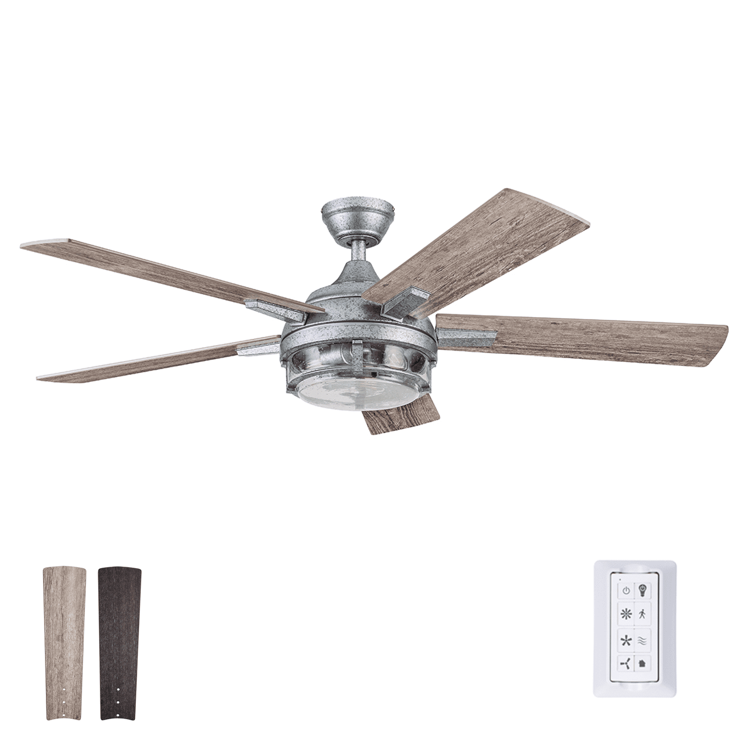 Prominence Home 52" Freyr Galvanized Remote Control Ceiling Fan, Damp-Rated, Outdoor, 5 Blades