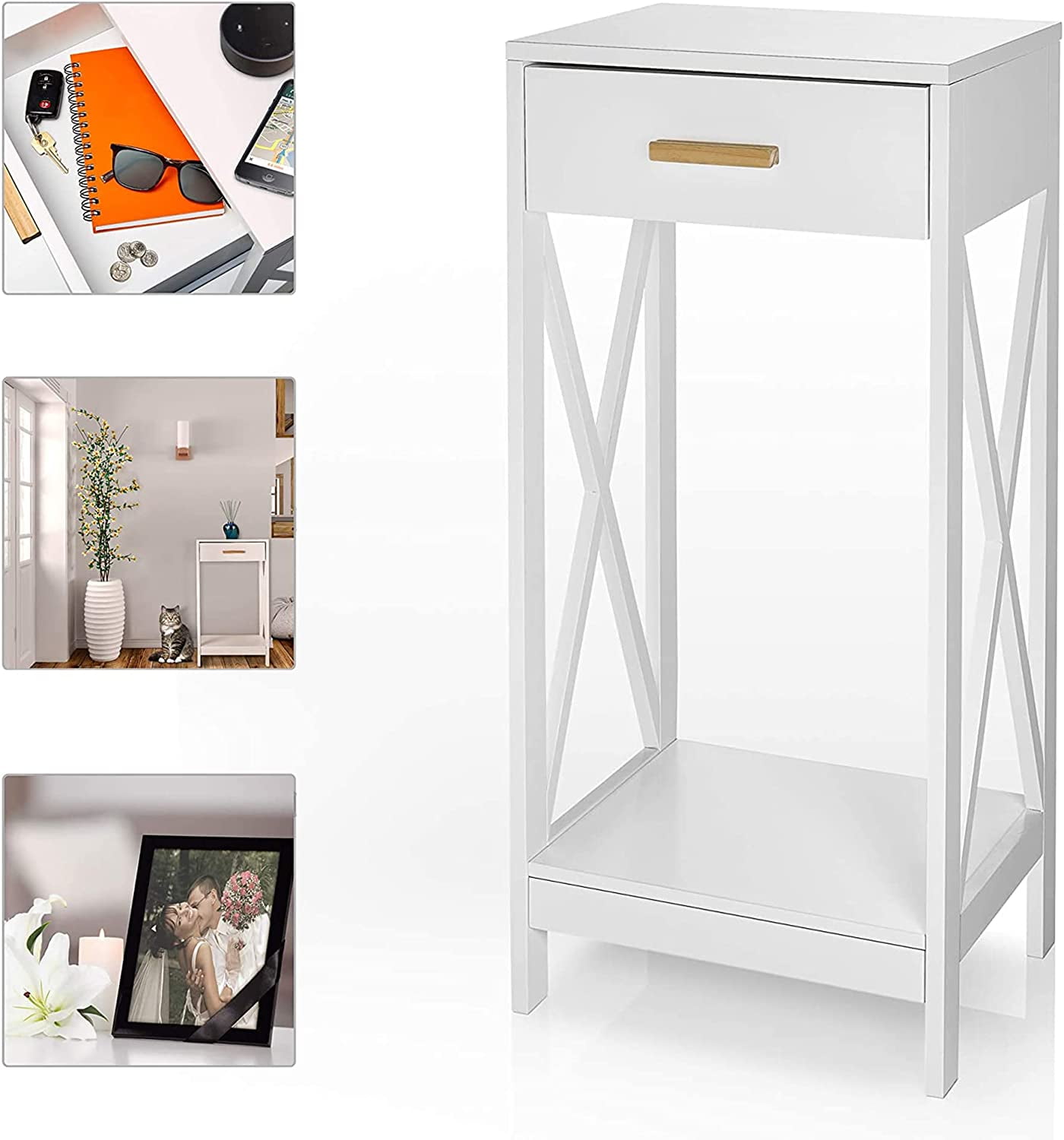 Prosumer's Choice Modern Side Table and Nightstand w/Single Drawer Storage