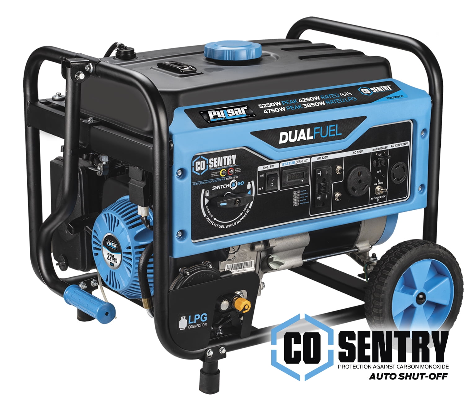 Pulsar 5,250-Watt Dual Fuel Portable Generator with CO Sentry