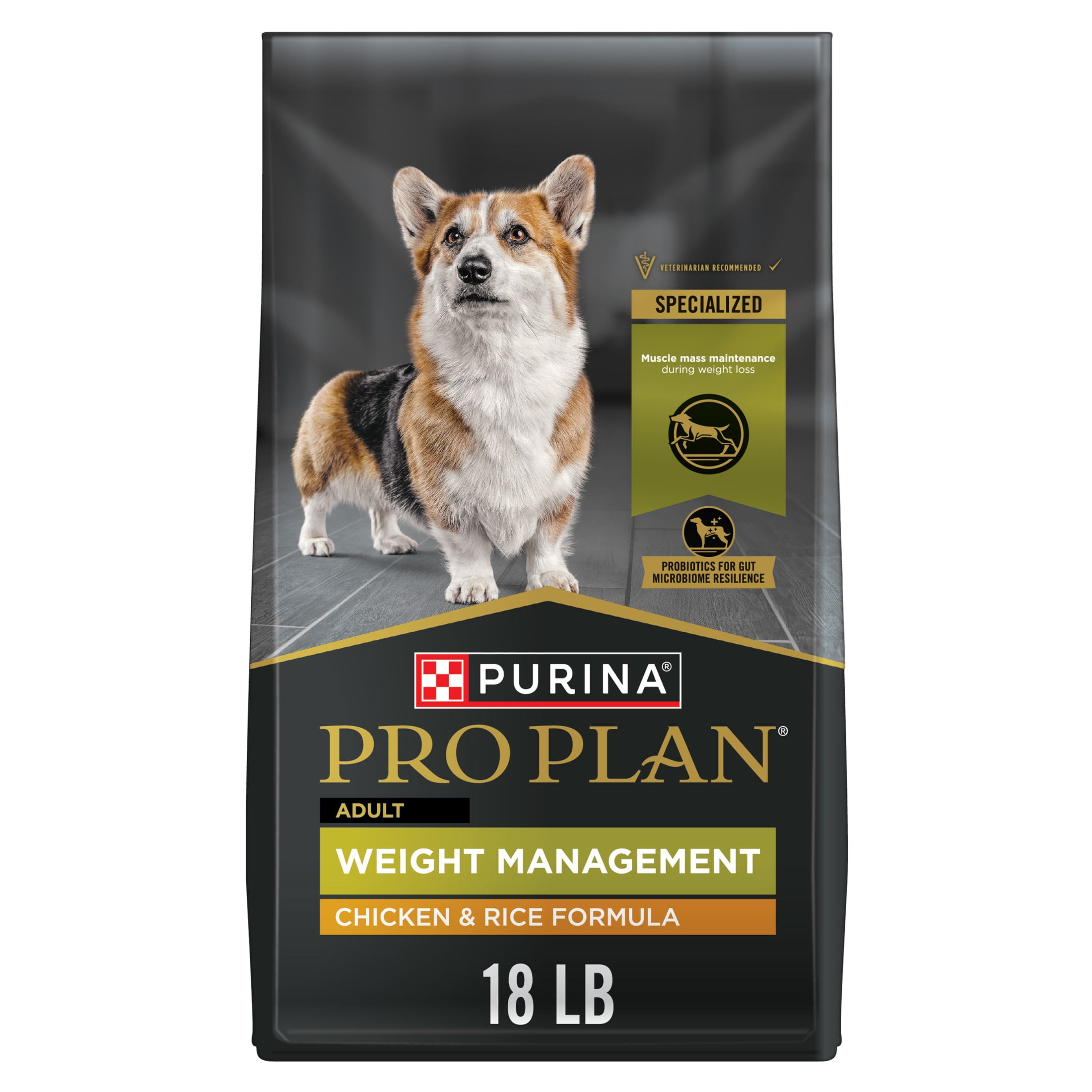Purina Pro Plan Weight Management Dog Food Dry Formula Chicken and Rice Formula, 18 lb Bag