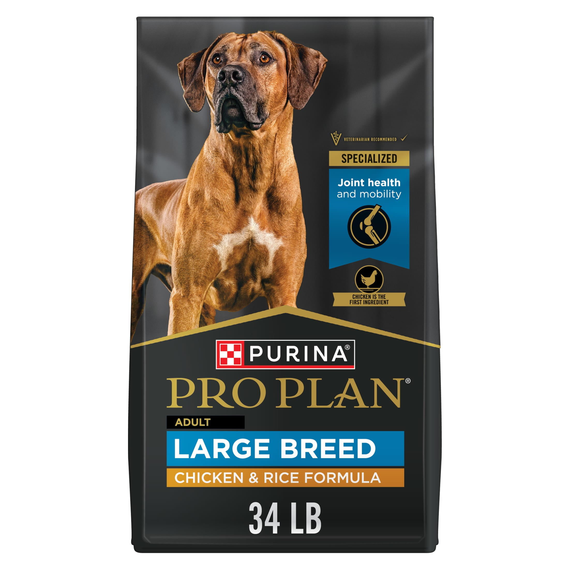 Purina Pro Plan Dry Dog Food for Large Adult Dogs High Protein, Real Chicken & Rice, 34 lb Bag