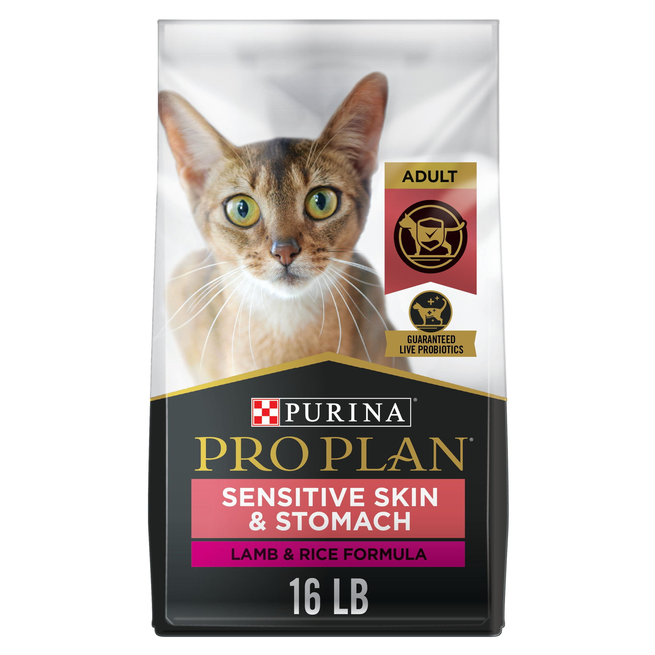 Purina Pro Plan Sensitive Skin & Stomach, Dry Cat Food, Lamb & Rice, 16 lb Bag