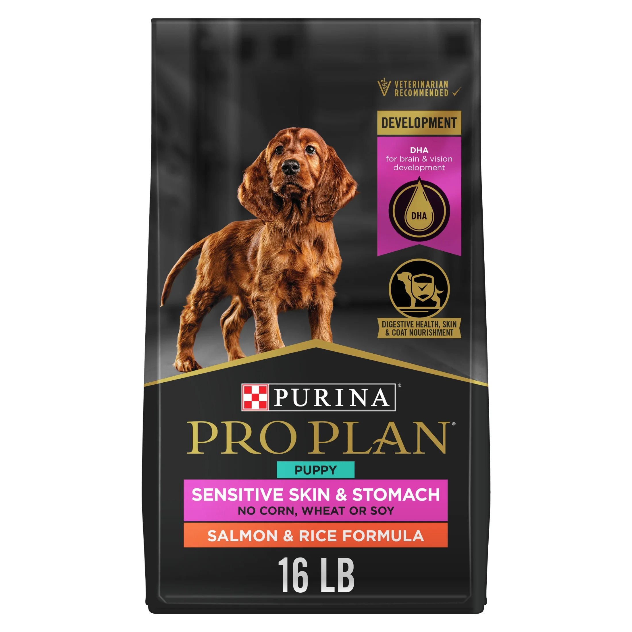 Purina Pro Plan Puppy Dry Dog Food, Sensitive Skin & Stomach, Nutrient Dense Salmon & Rice, 16 lb Bag