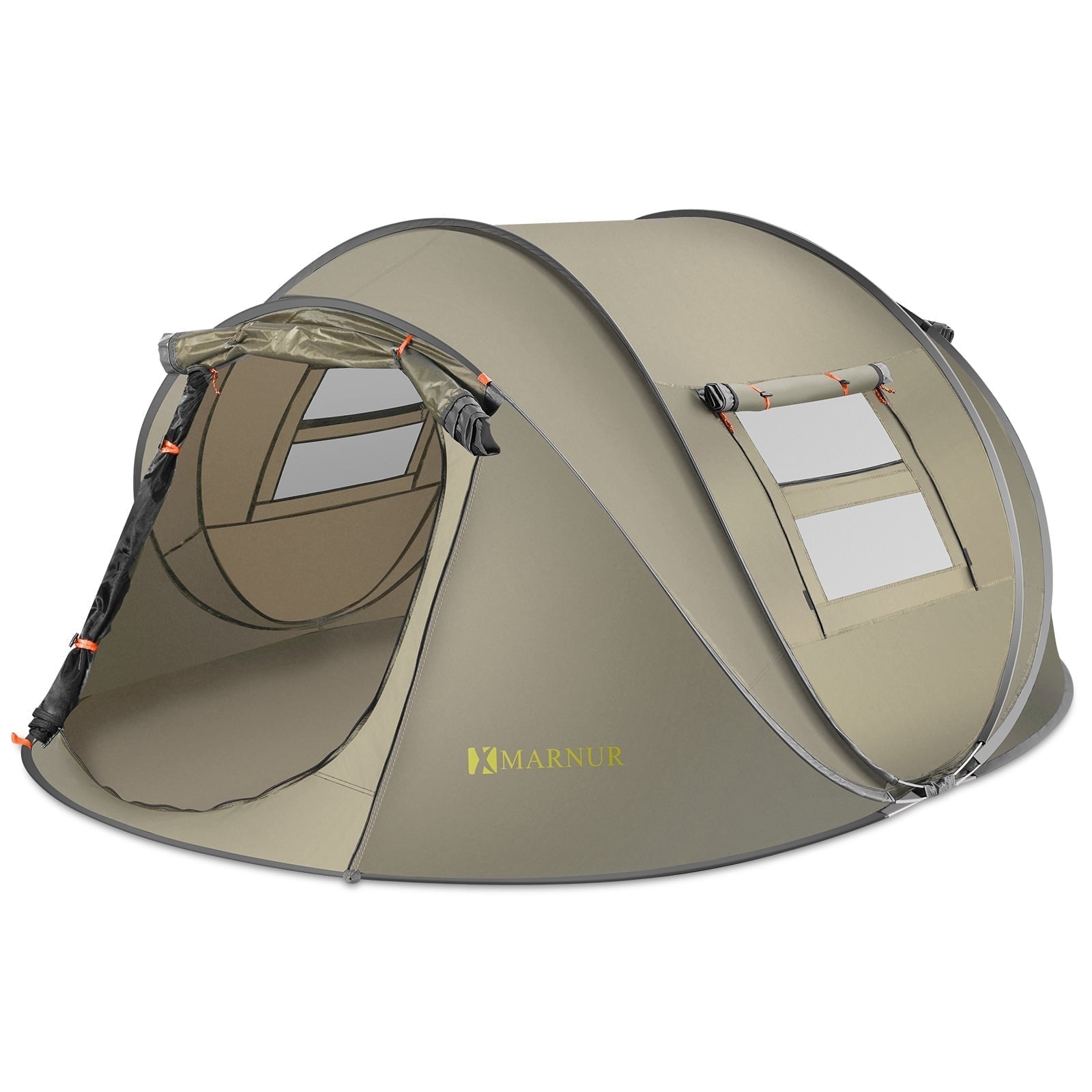 MARNUR Instant Tent 4-Person Camp Tent, Auto Setup Pop Up Tent, Pordable, Huge Door & Windows, Outdoor, Green