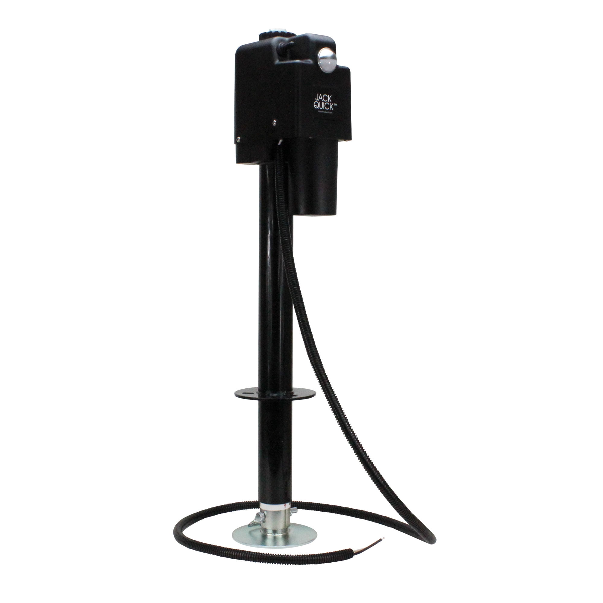 Quick Products JQ-3500B Power A-Frame Electric Tongue Jack with LED Work Light and Permanent Ground Wiring for Camper Trailer, RV - 3,650 lbs. Capacity (Higher then Standard 3,500 lbs. Jack!), Black