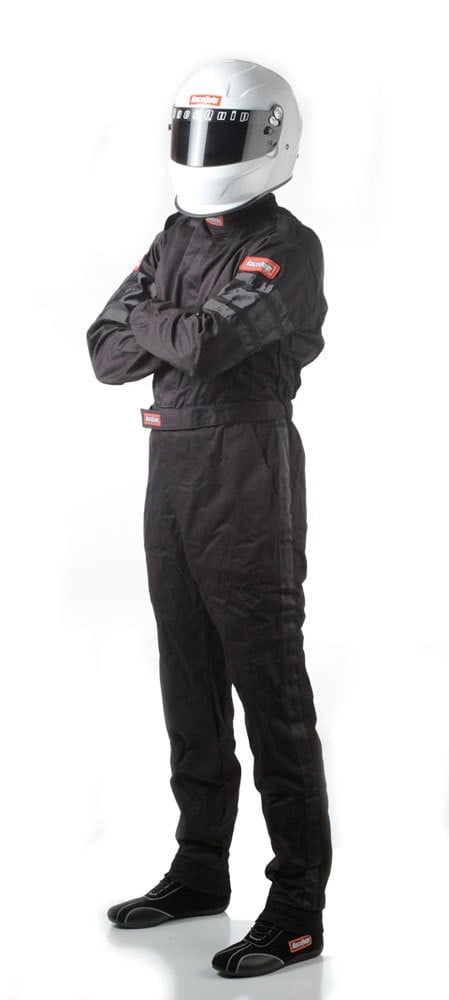 RaceQuip 110004RQP 110 Series 1-Pc Driving Suit SFI 3.2A/1 Black Medium-Tall
