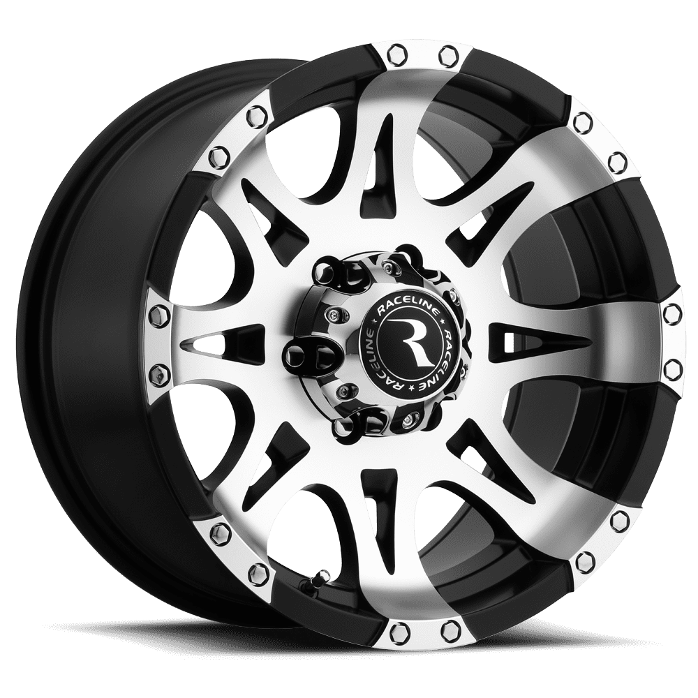 Raceline 982-RAPTOR 16" Cast Aluminum Wheel, RAPTOR MIRROR/BLACK 16X8 6X5.5 0mm