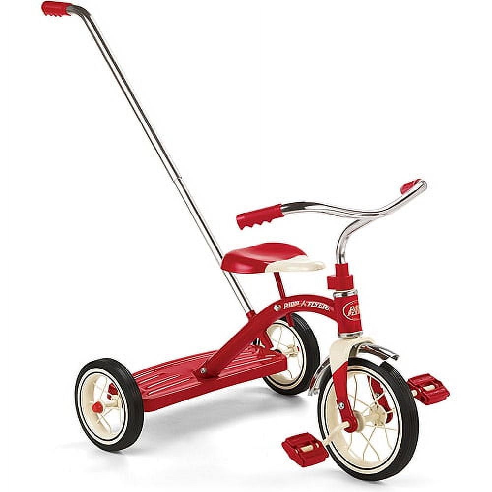 Radio Flyer Classic Red Tricycle with Push Handle, for Boys and Girls 2-4 Years