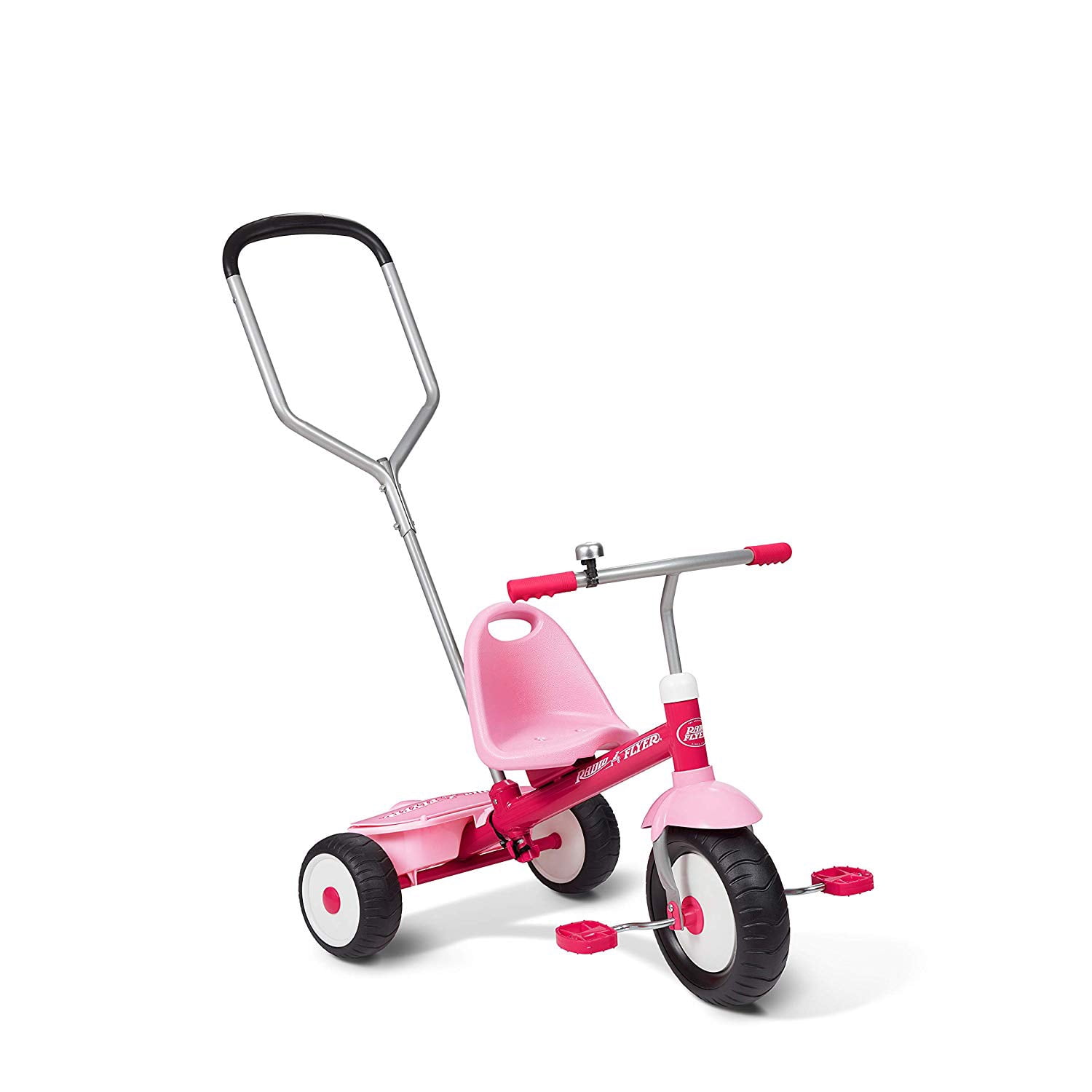 Radio Flyer Deluxe Steer and Stroll Pink Tricycle for Kids Ages 2-5