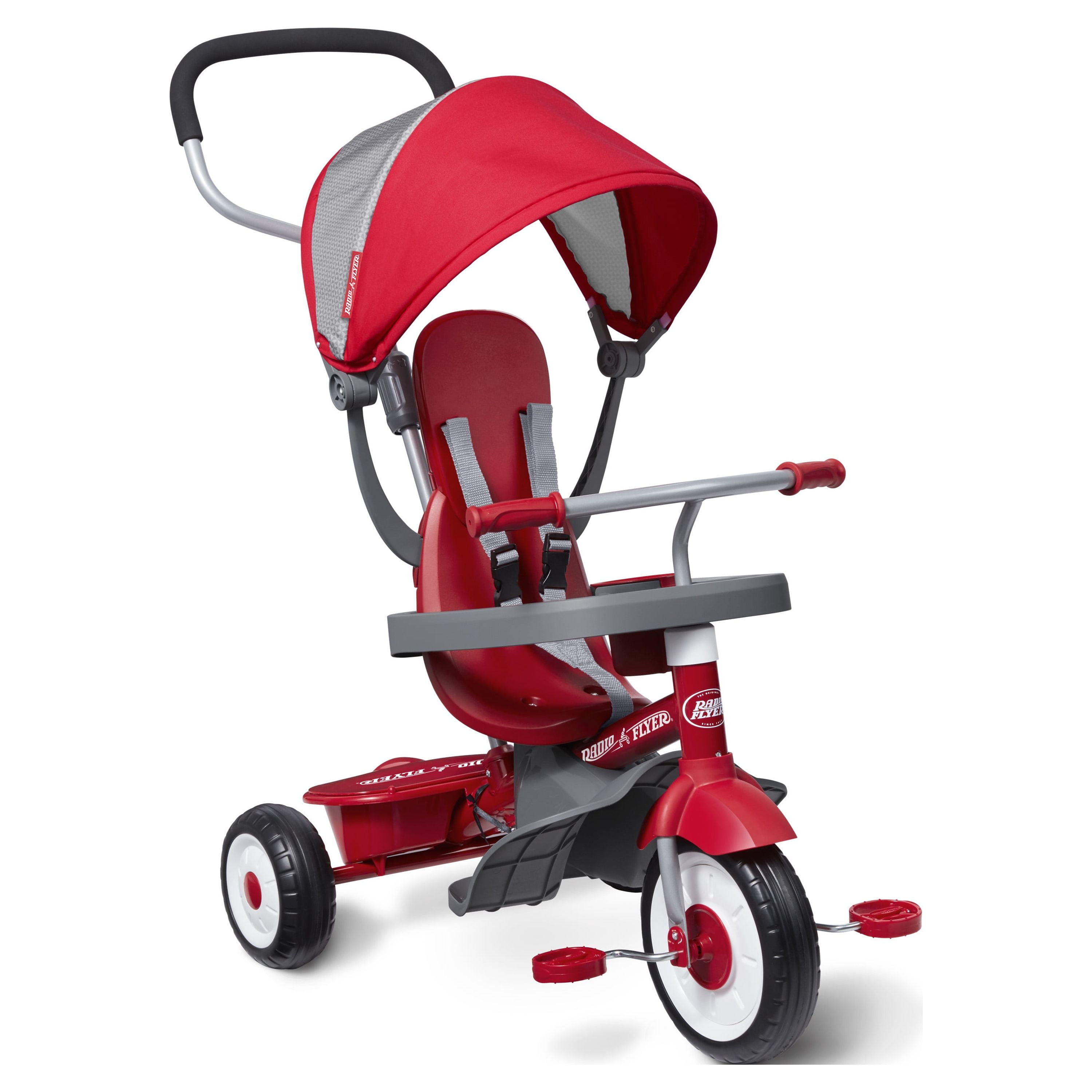 Radio Flyer, 4-in-1 Stroll 'n Trike, Grows with Child, Red Tricycle, for Toddlers 1 to 5 Years
