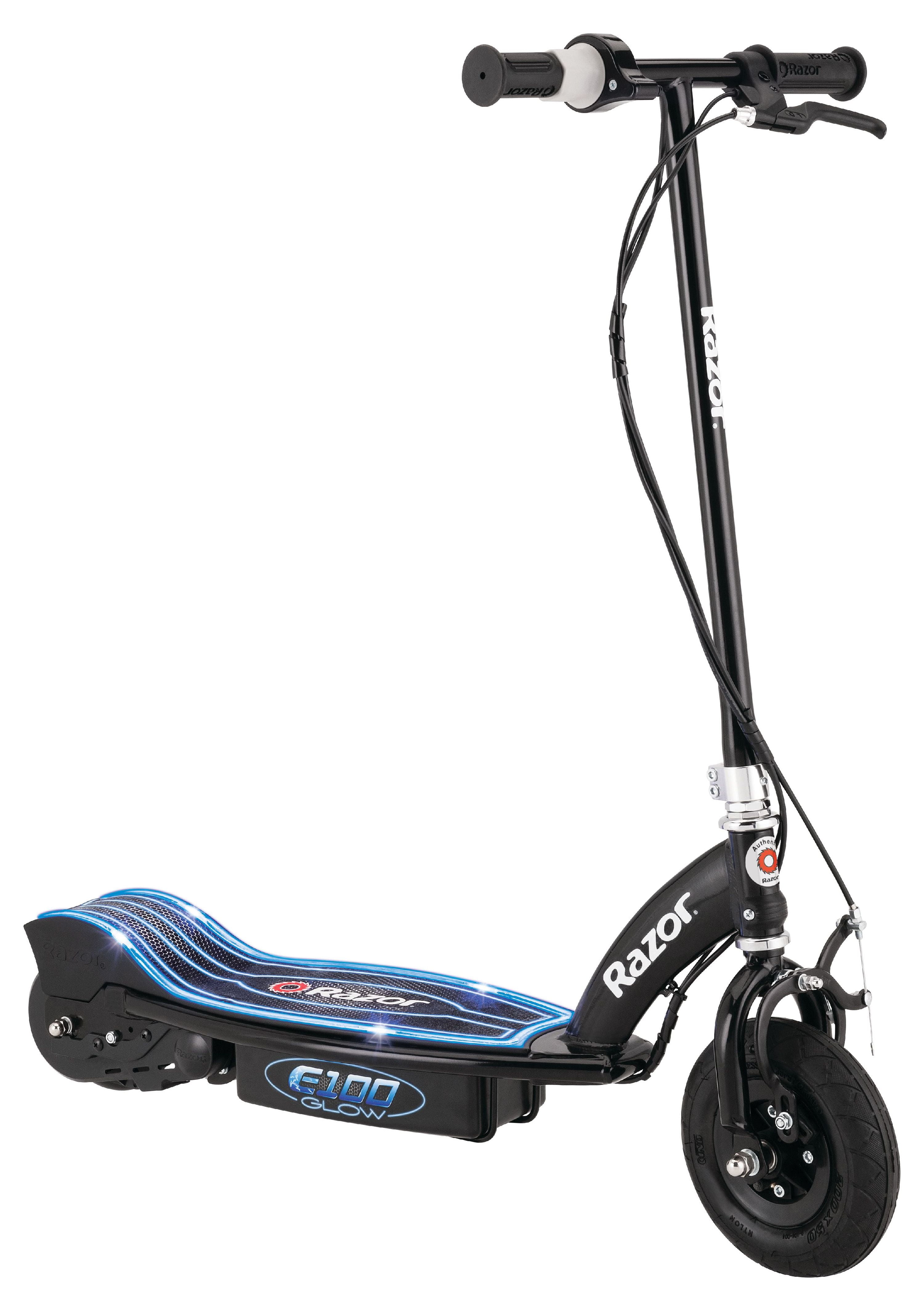 Razor E100 Glow Electric Scooter for Kids Age 8+, LED Light-Up Deck, 8" Air-filled Front Tire