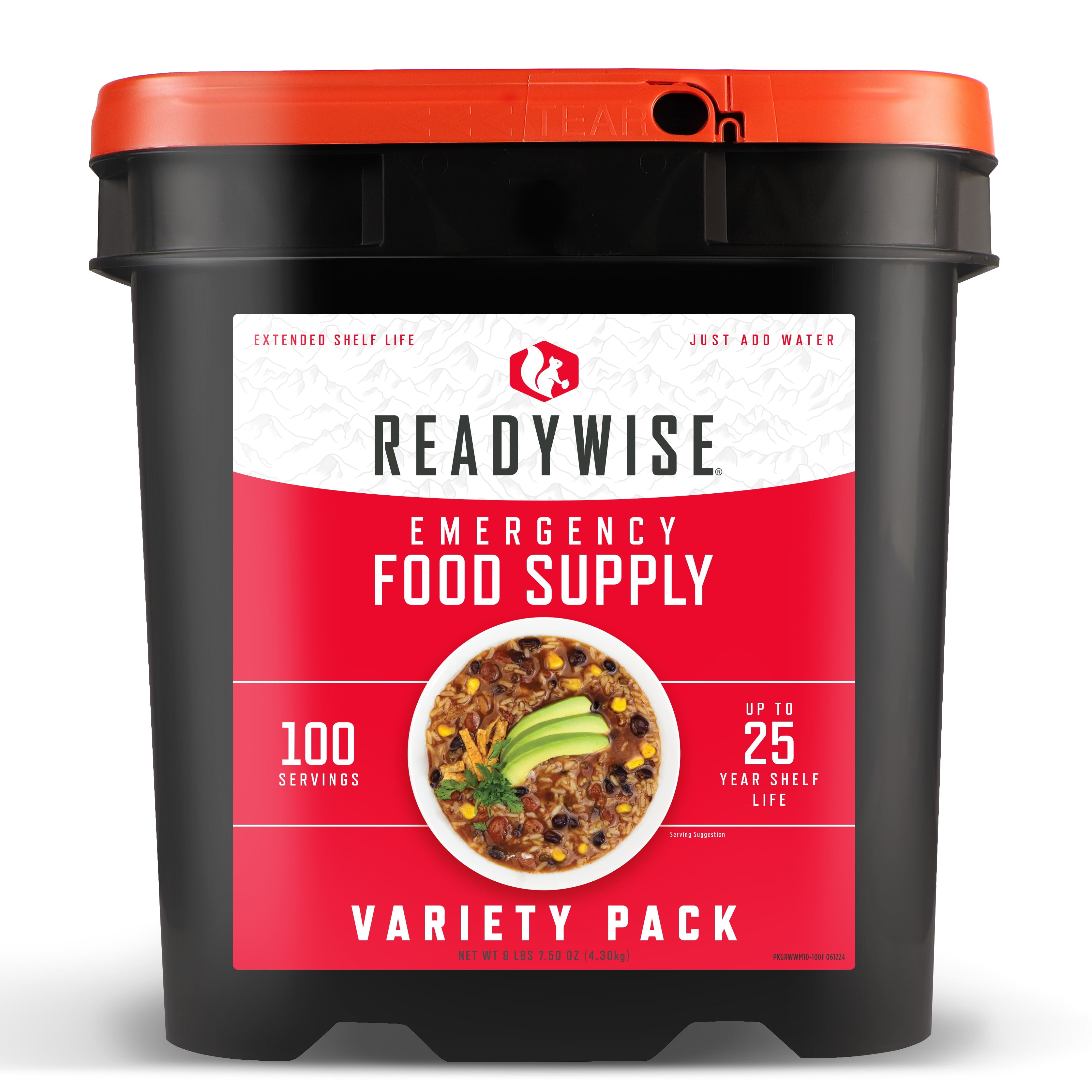 ReadyWise PREP STORAGE MEAL for BACKPACKING and CAMPING, 100 Serving Emergency Food Supply Bucket