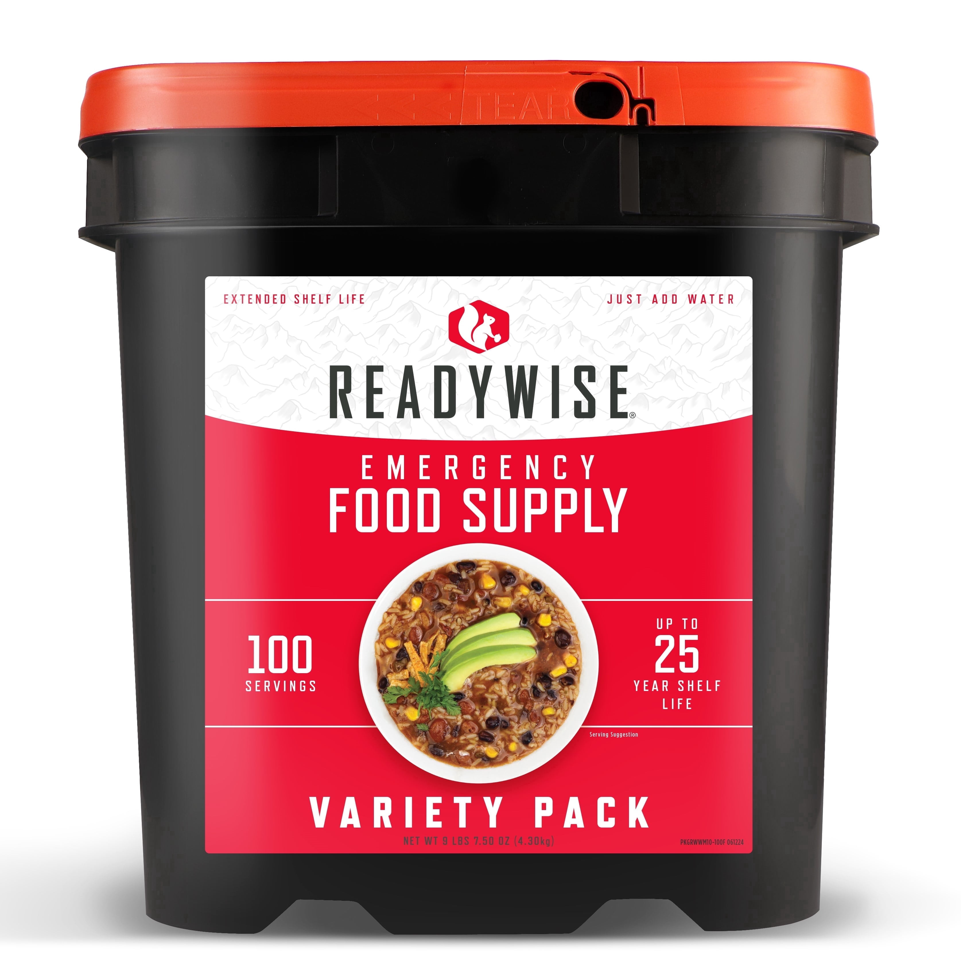 ReadyWise Emergency Preparedness Meals for Backpacking and Camping, 100 Serving Emergency Food Supply Bucket