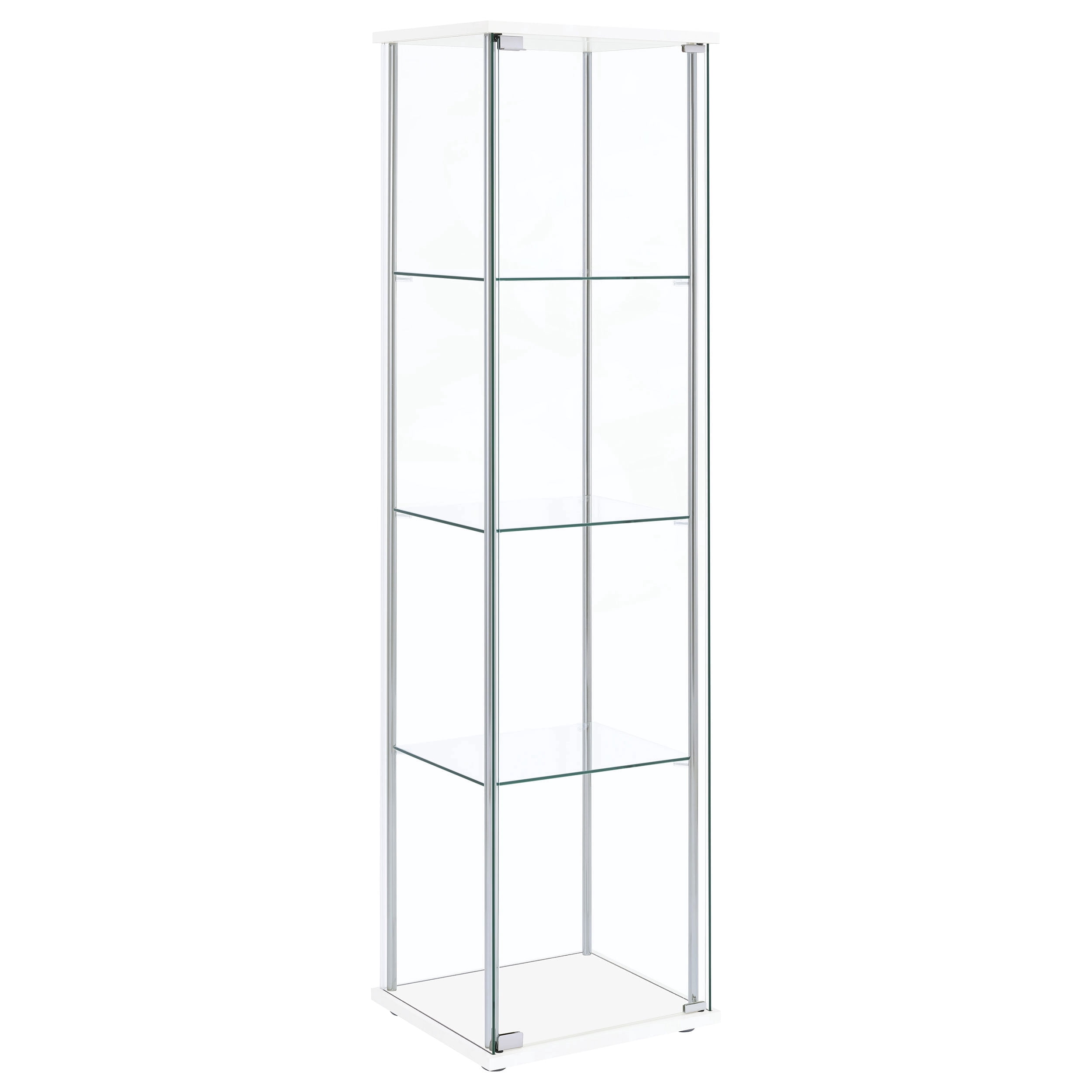 Bellatrix 4-shelf Clear Glass Curio Cabinet White