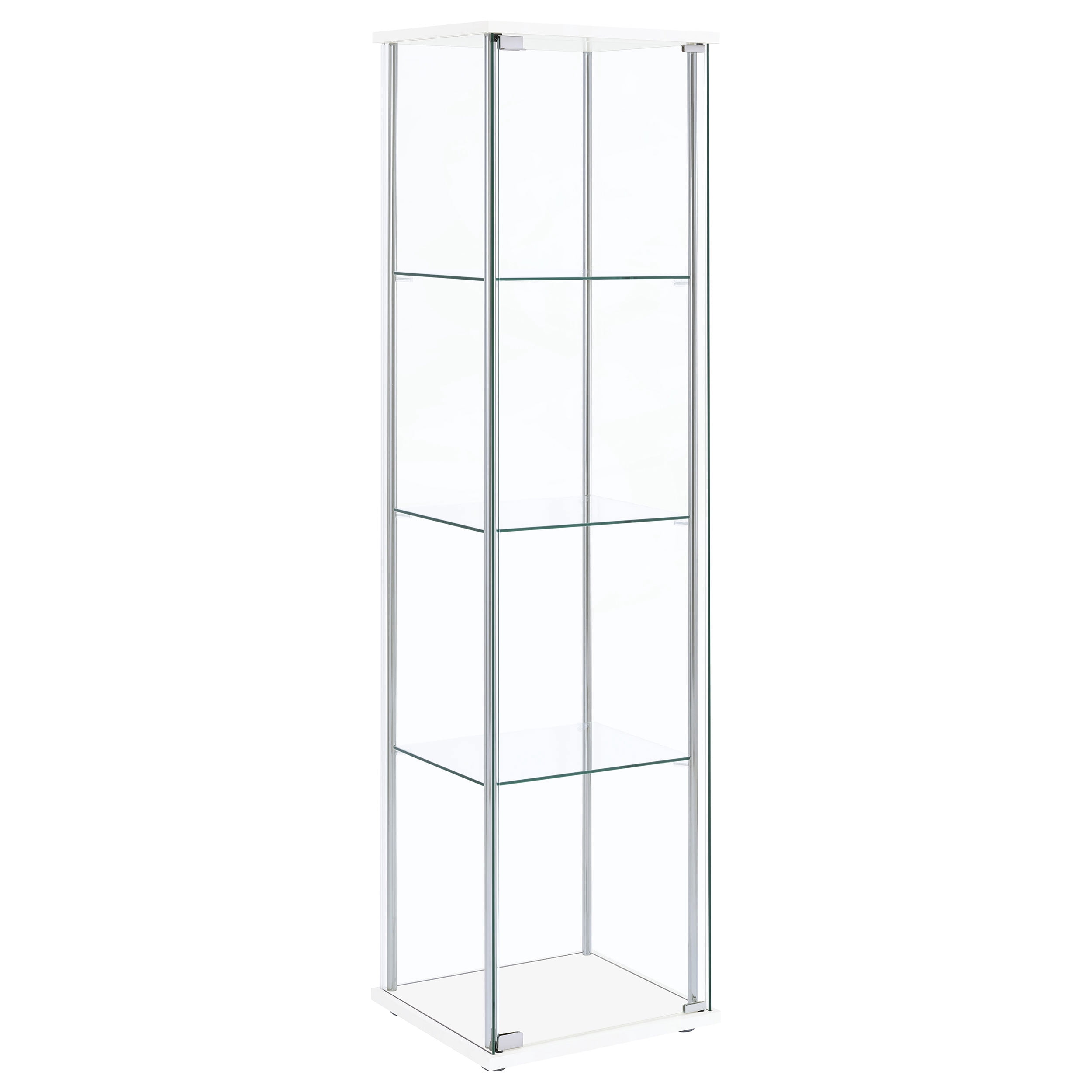 Bellatrix 4-shelf Clear Glass Curio Cabinet White