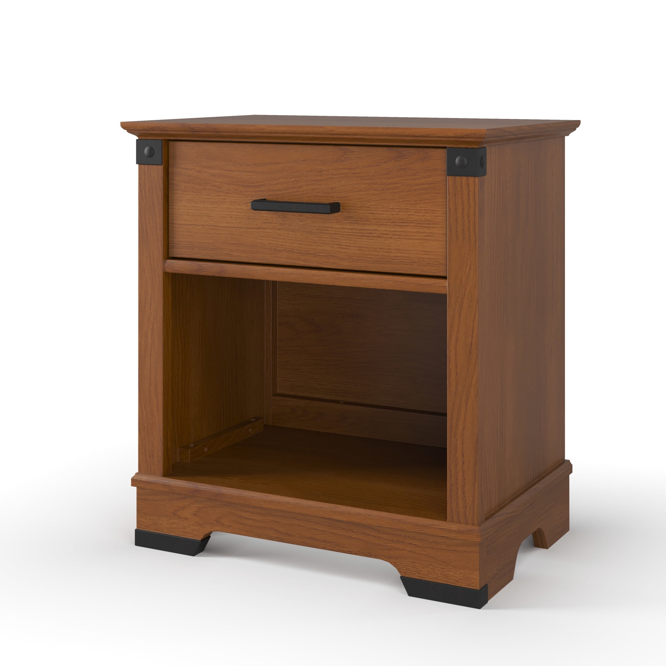 Child Craft Redmond Nightstand with Drawer & Cabinet Storage, Pine Wood Construction, Coach Cherry