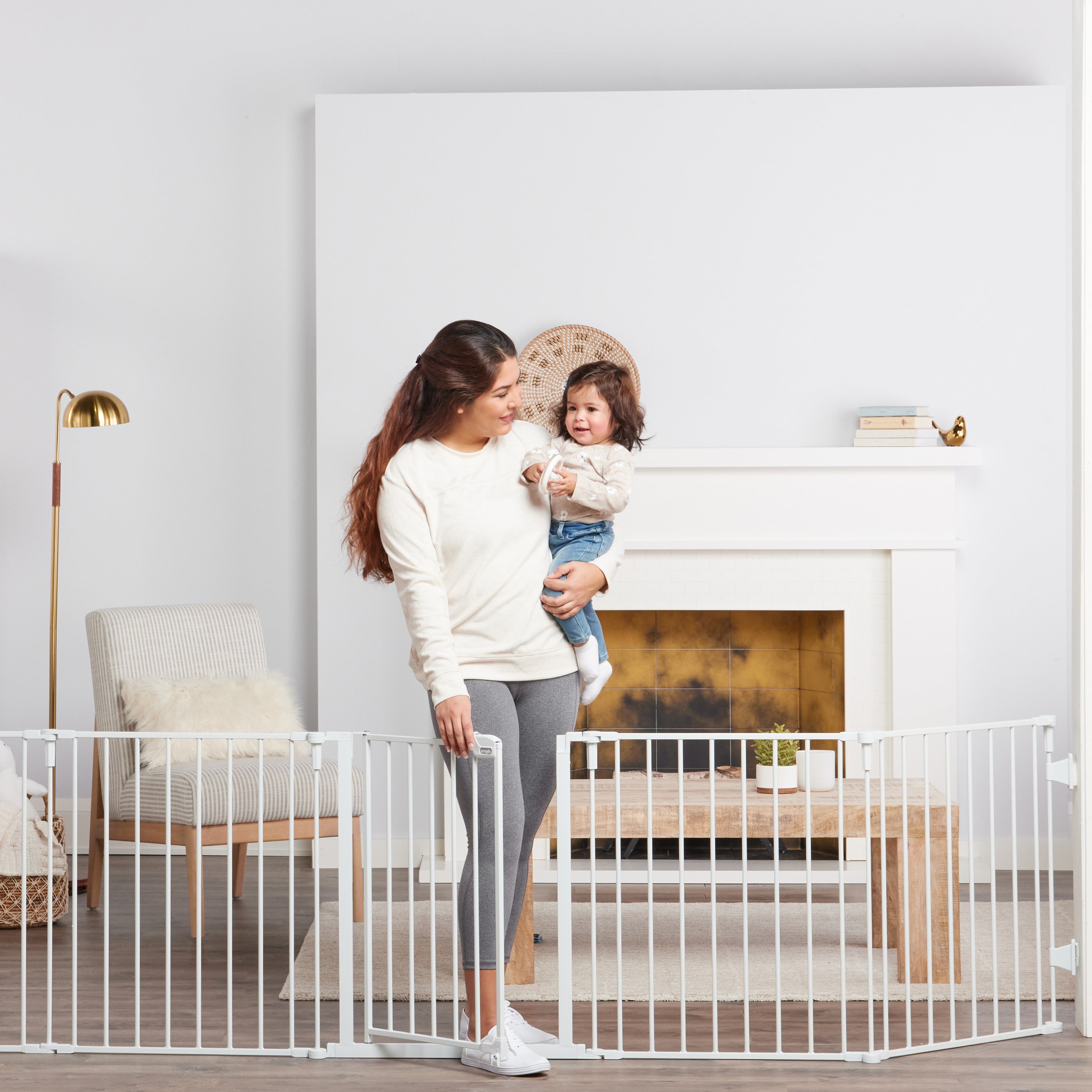 Regalo 144-Inch Super Wide Baby Gate And Play Yard, White, For Ages 6-24 Months