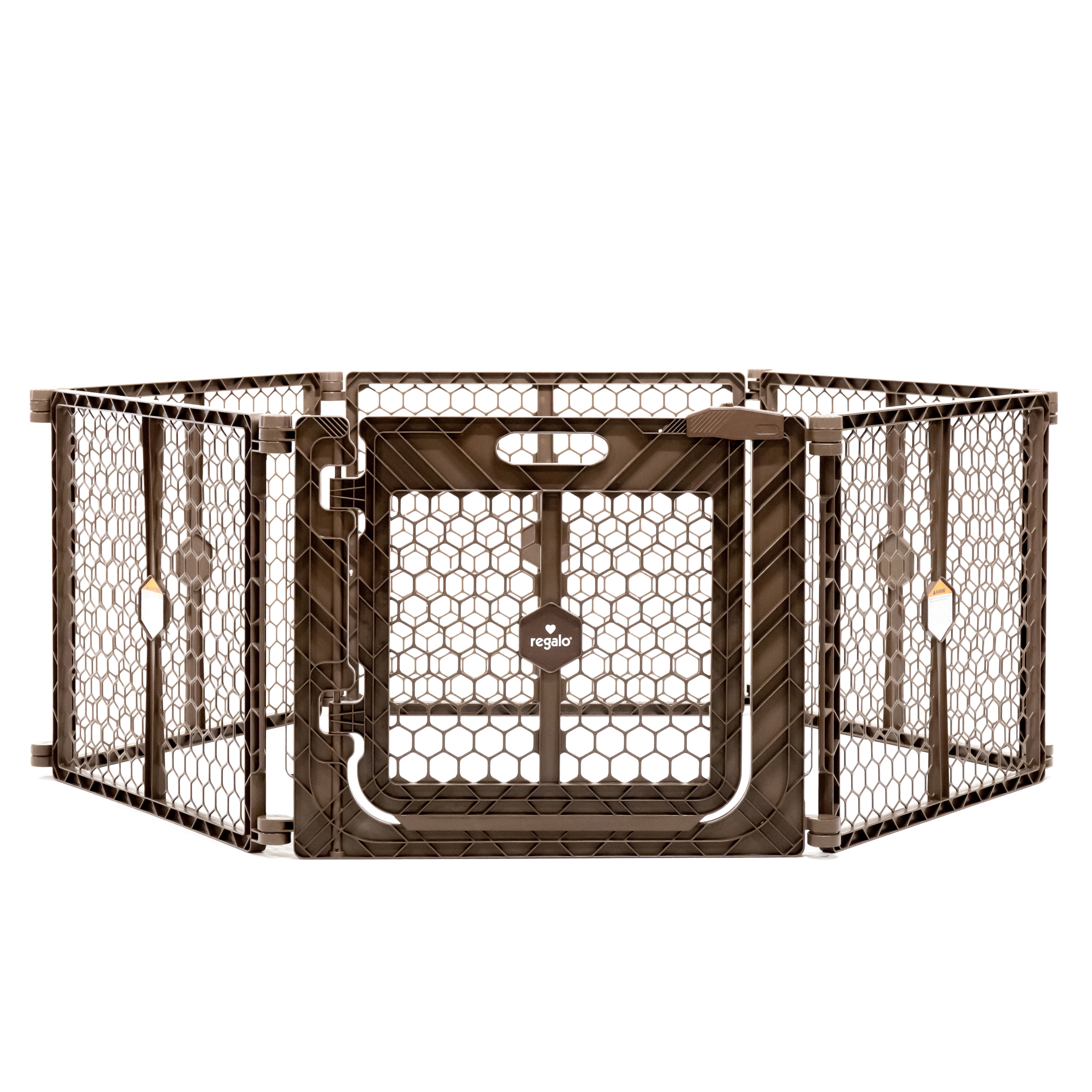 Regalo Superwide Plastic Gate & Play Yard with Door, Brown
