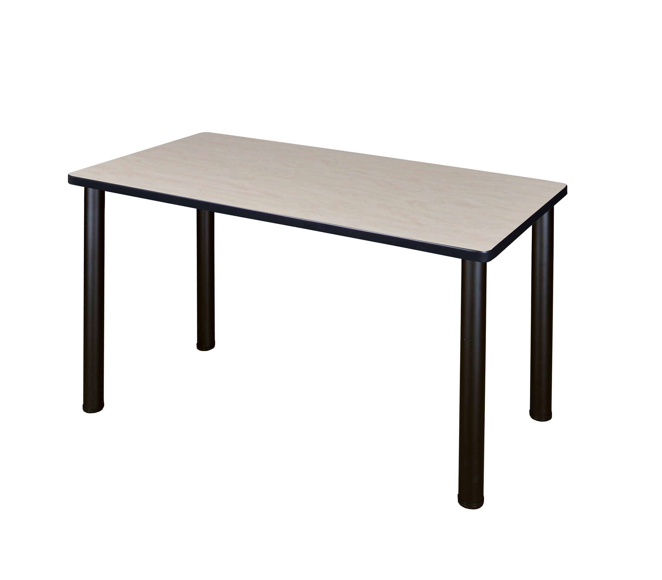 Regency TB4242CHBPBK44BE 42 In. Square Cherry Table & Black Post Legs With 4 Blue Zeng Stack Chairs