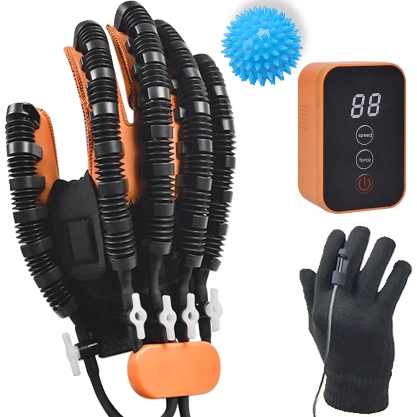 Rehabilitation Robot Gloves, Hemiplegia Hand Stroke Recovery Equipment with USB Chargeable, Hand Dysfunction Patient Training Device with Portable Belts, Adjustable Speed and Strength, R