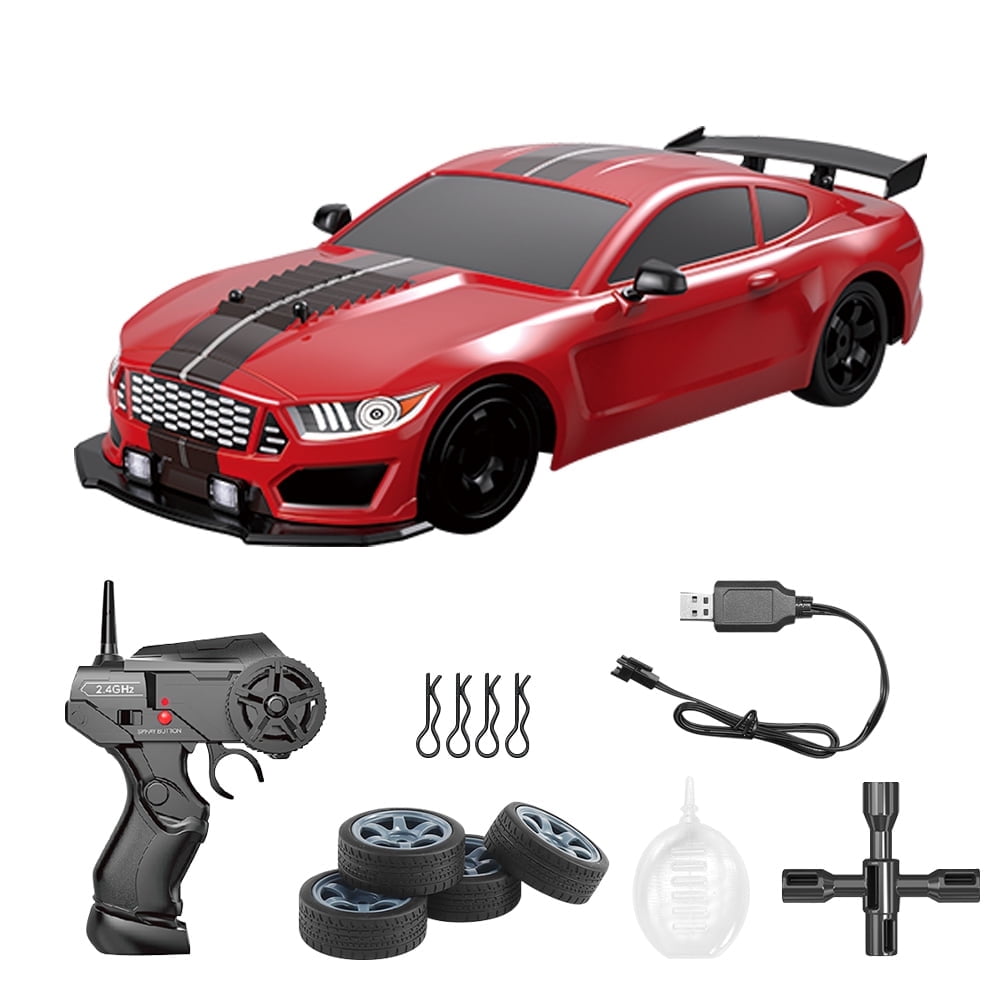 Remote Control Car RC Drift Car 2.4GHz 1:16 Scale 4WD 18KM/H High Speed Model Vehicle with LED Lights Drifting Tire Racing Sport Toy Car for Boys Girls Kids Gift