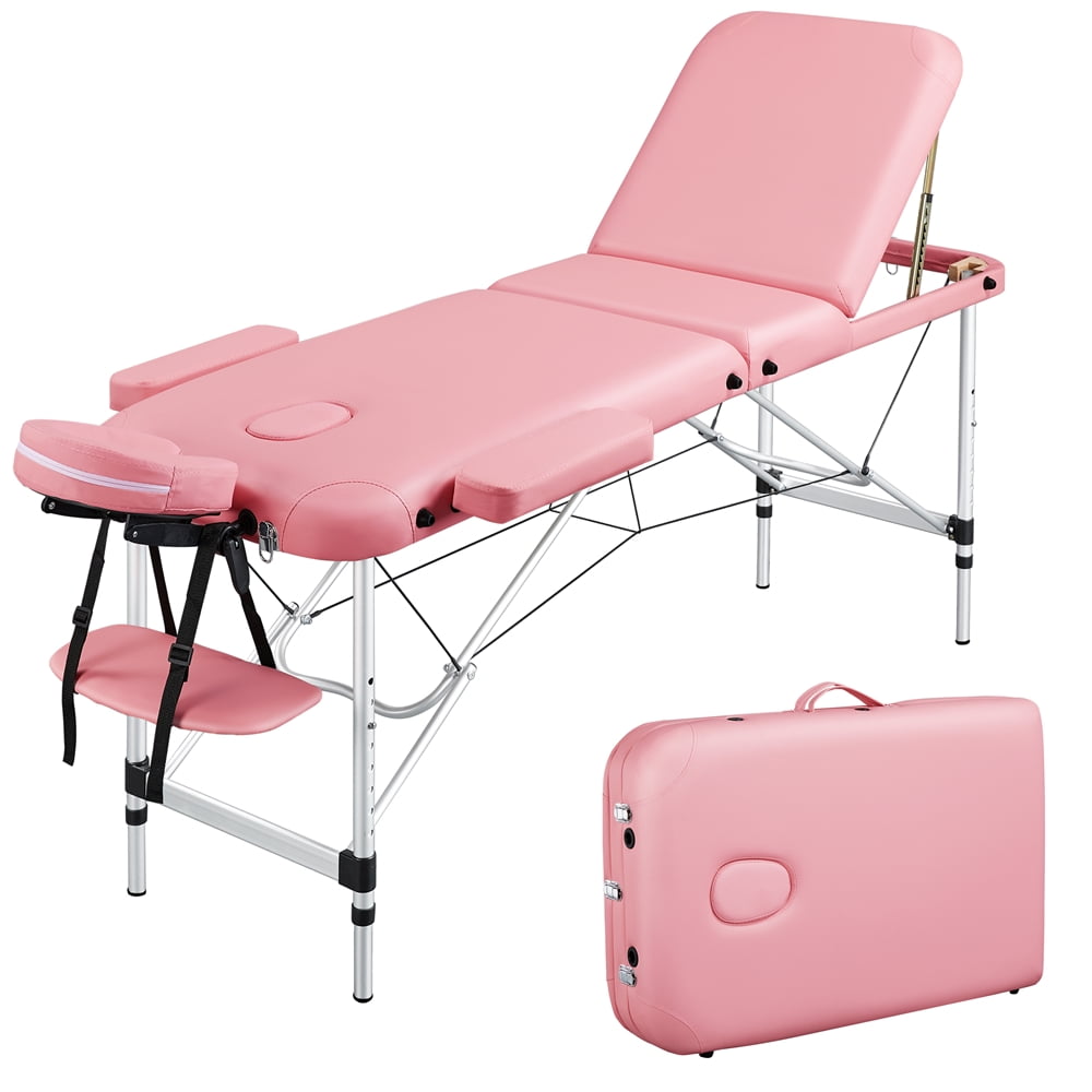 Renwick Adjustable Professional Massage Bed Max. Load Bearing Static 551.2lb, Pink
