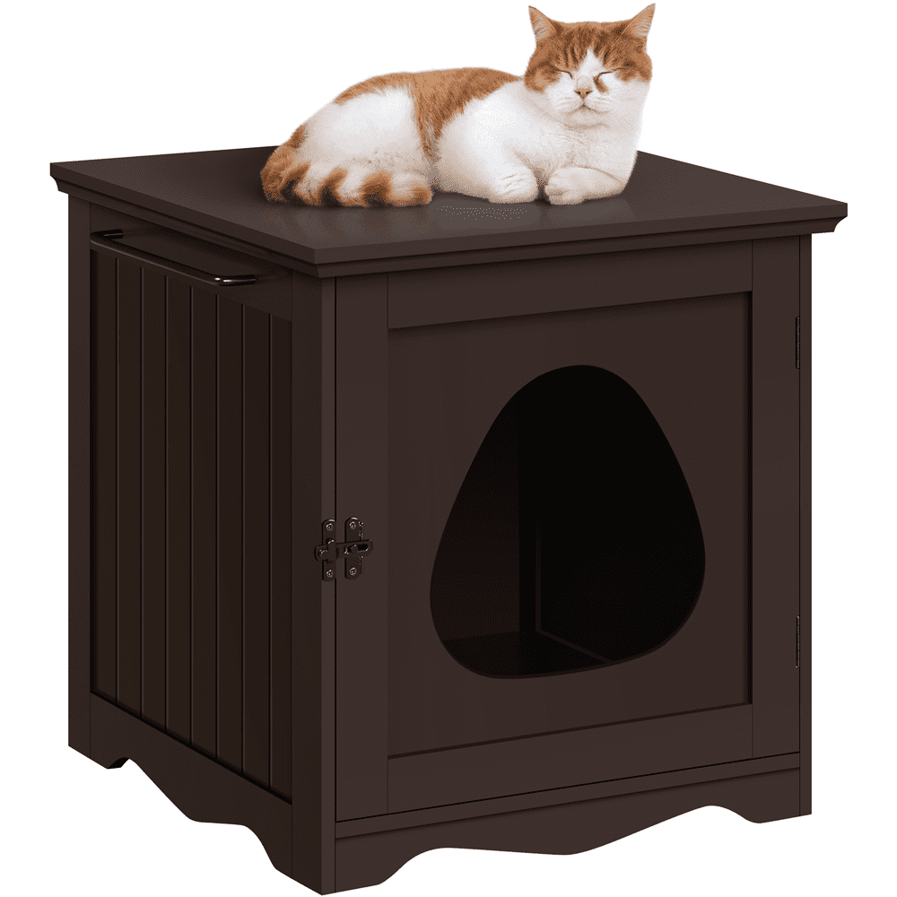 Renwick Enclosed Cat Litter Box End Table, Espresso