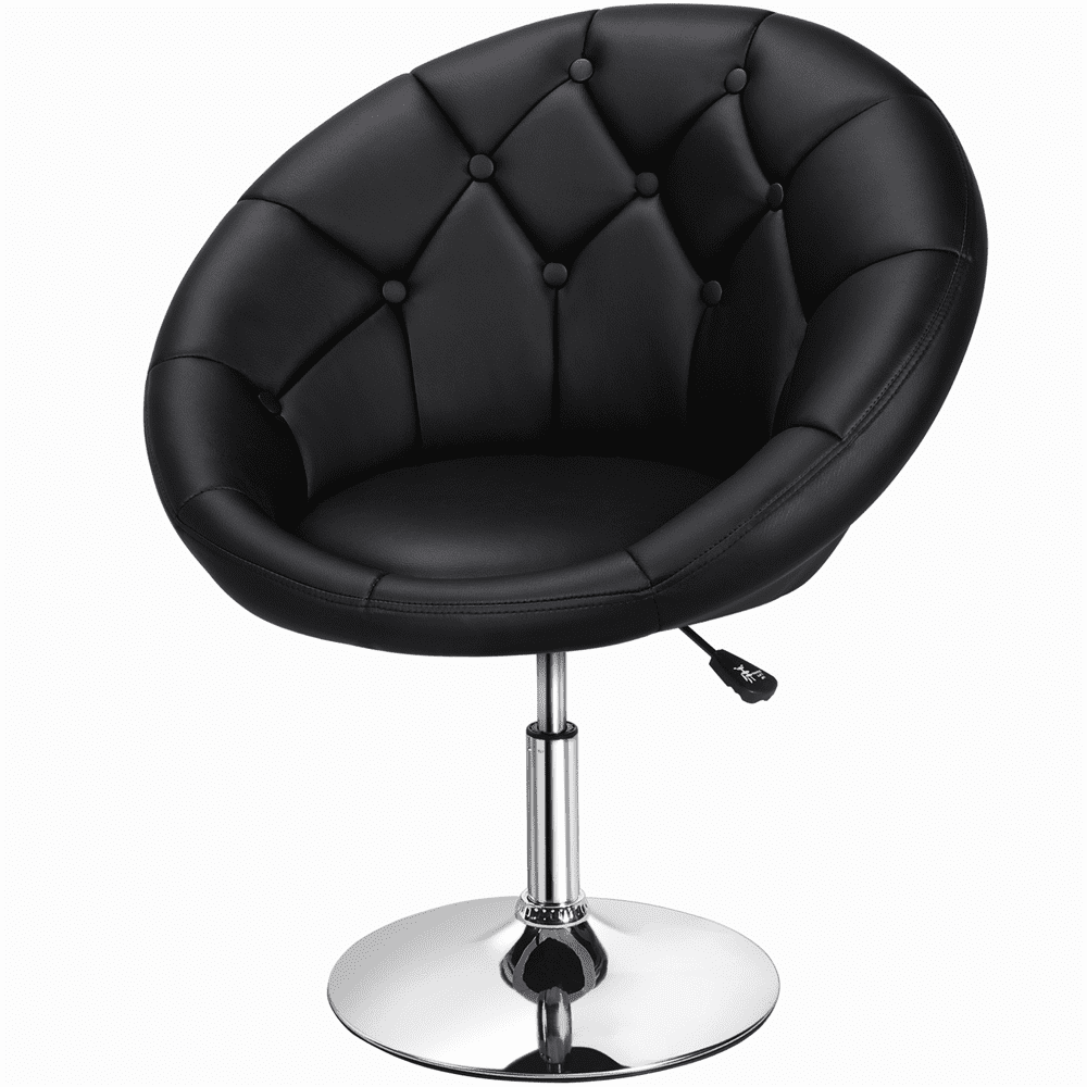 Renwick Height Adjustable Modern Upholstered Round Tufted Back Chair, Black