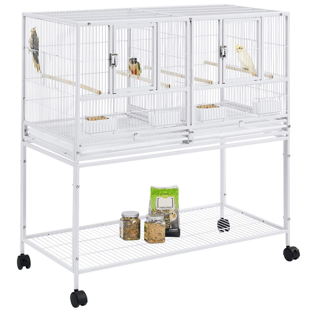 Renwick Rolling Bird Stackable Divided Breeder Cage for Small Birds, White