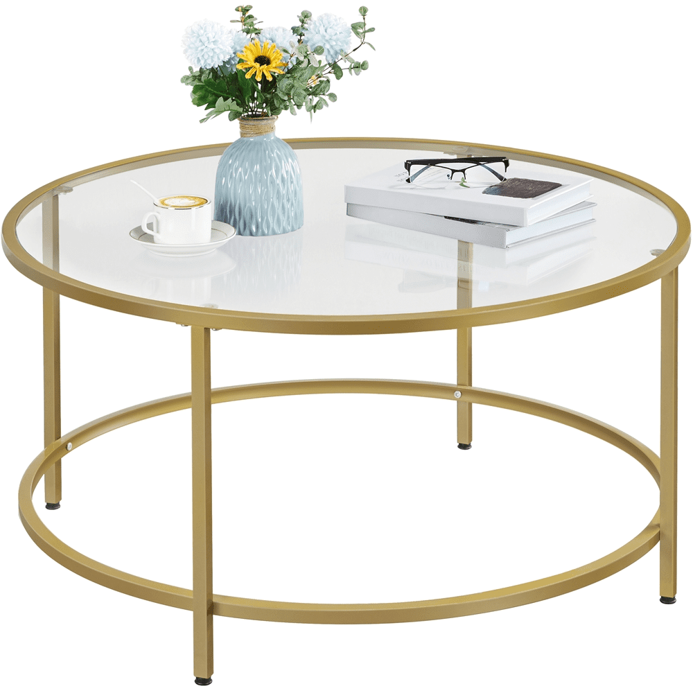 Renwick Round Glass Top Coffee Table for Livingroom, Gold