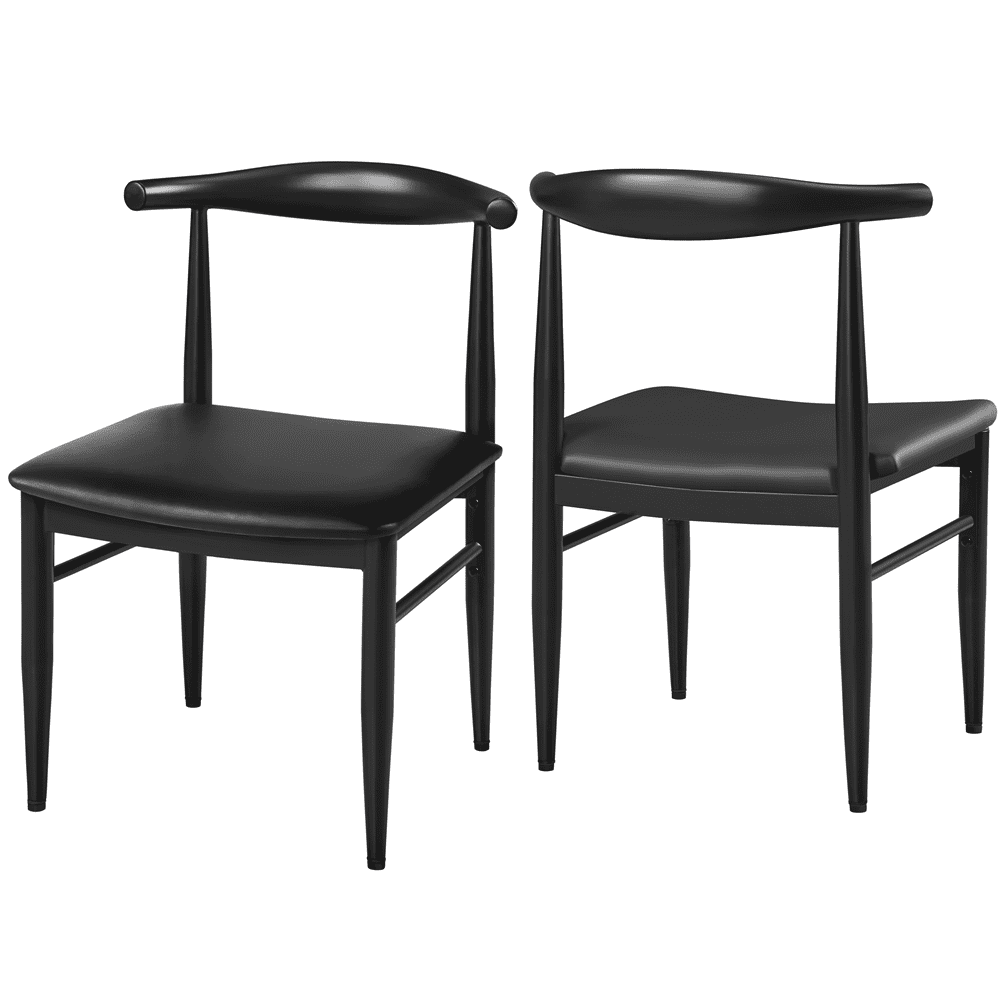 Renwick Set of 2 Armless Leather Dining Chairs for Home, Black
