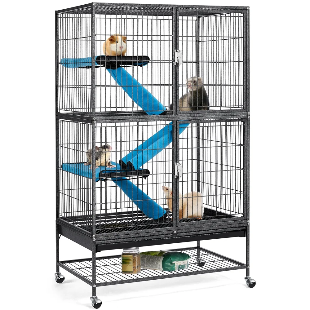 Renwick Two Story Small Animal Cage with 2 Removable Ramps, Black