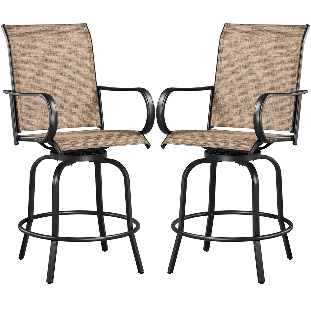 Renwick 2-Piece Patio Texteline Bistro Chairs with High Back, Black/Brown