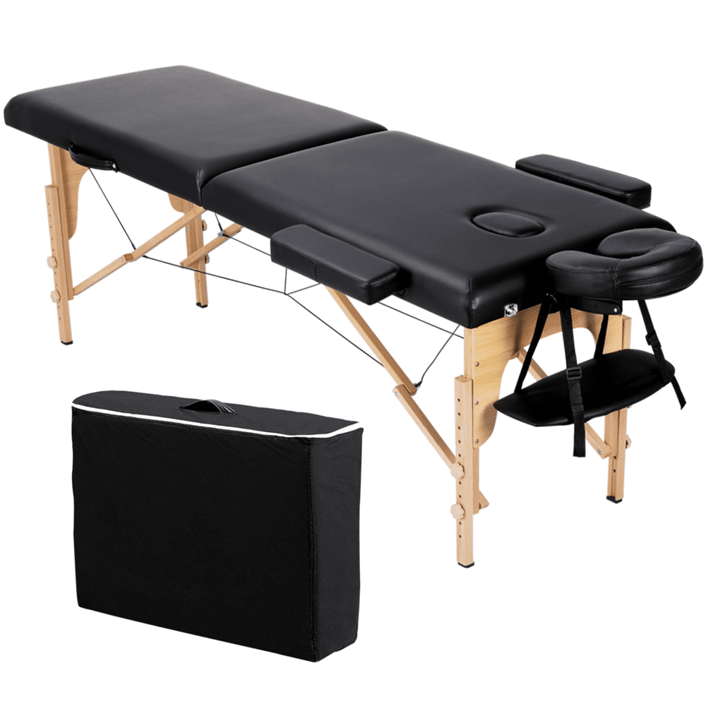 Renwick Adjustable Folding Wooden Massage Table, 84" x 32.3", Black