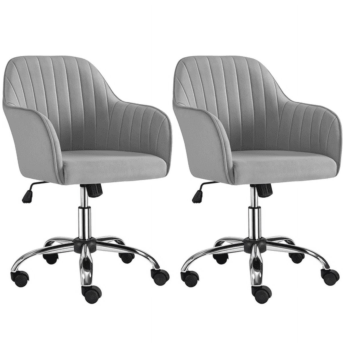 Renwick 2Pcs Modern Velvet Task Chair with Adjustable Height for Adult, Light Gray
