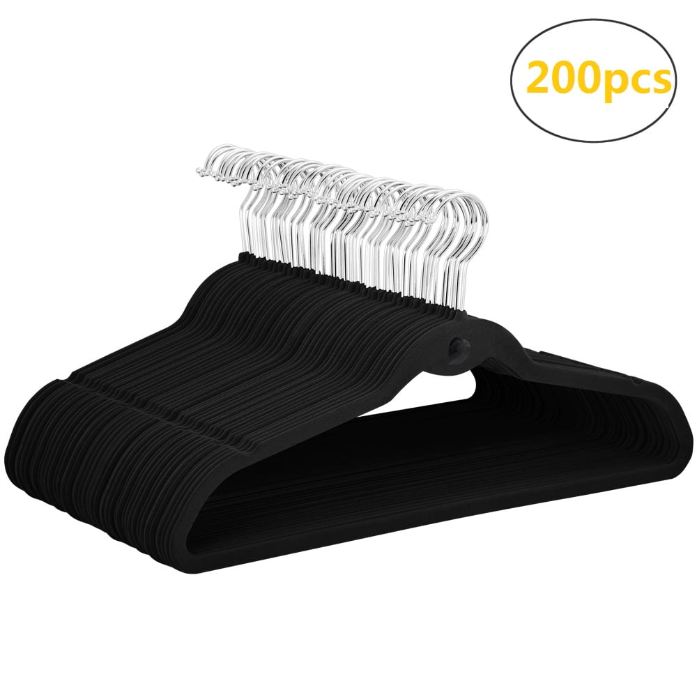 Renwick 200 x Cascading Non Slip Velvet Hangers, Black