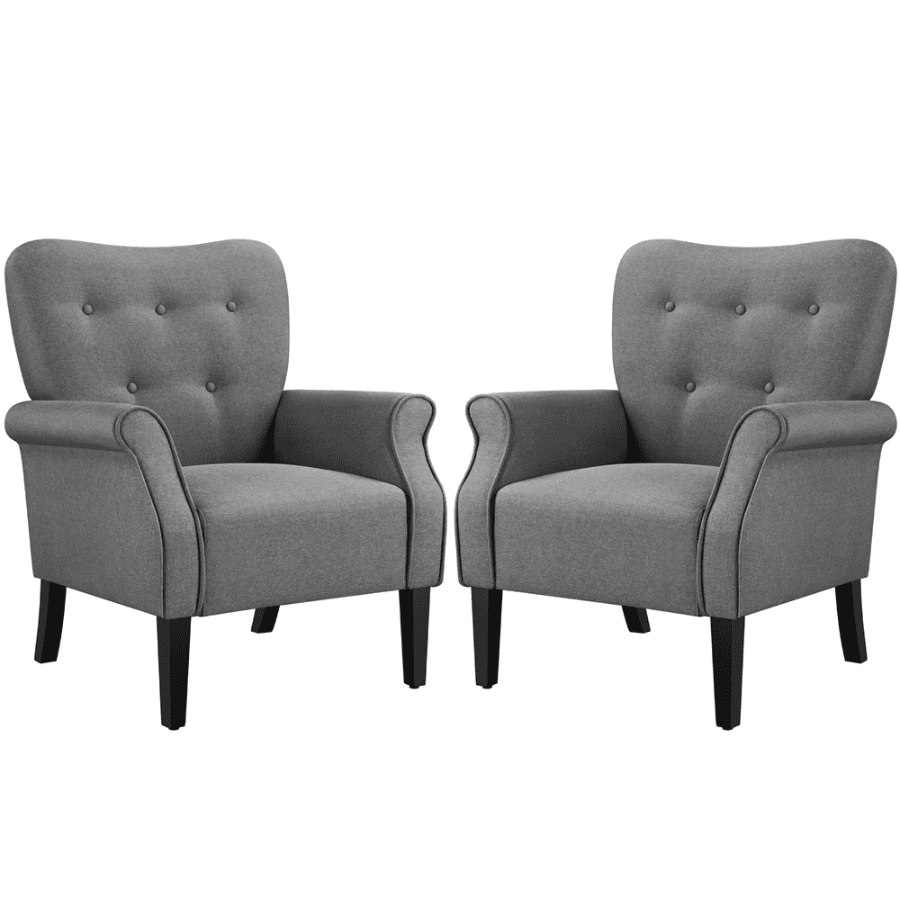 Renwick 2pcs Modern Accent Arm Chair, Dark Gray