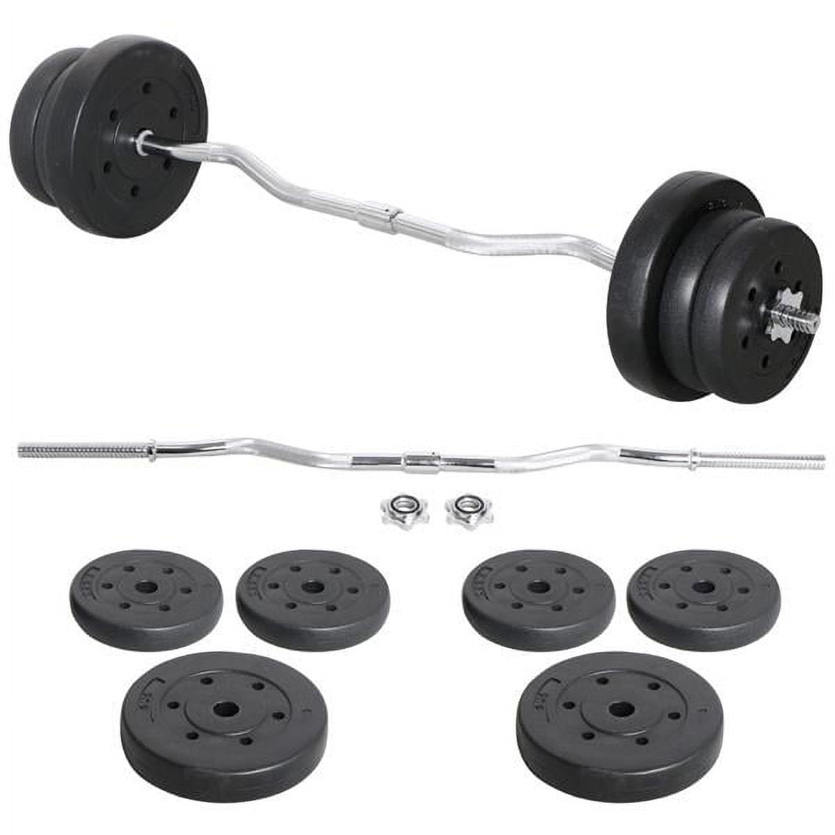 Renwick 55lb Barbell Dumbbell Weightlifting Set Black