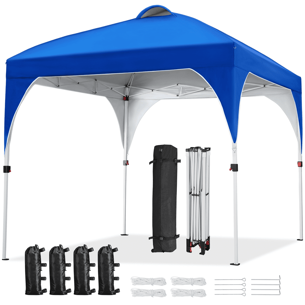 Renwick 8x8Ft Instant Pop Up Canopy Tent with Roller Bag & Sandbags, Blue
