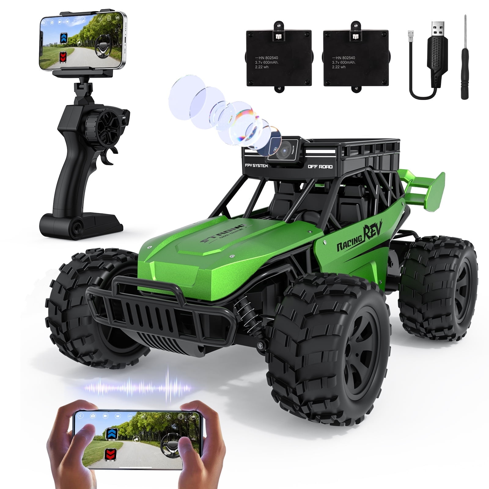 AUOSHI RC Car with 1080P FPV Camera, Remote Control & APP Voice Talk, 5G WiFi, 2 Batteries, Waterproof Off-Road Toy, Upgraded with Alloy Shocks, Gift for Kids, Teens & Beginners
