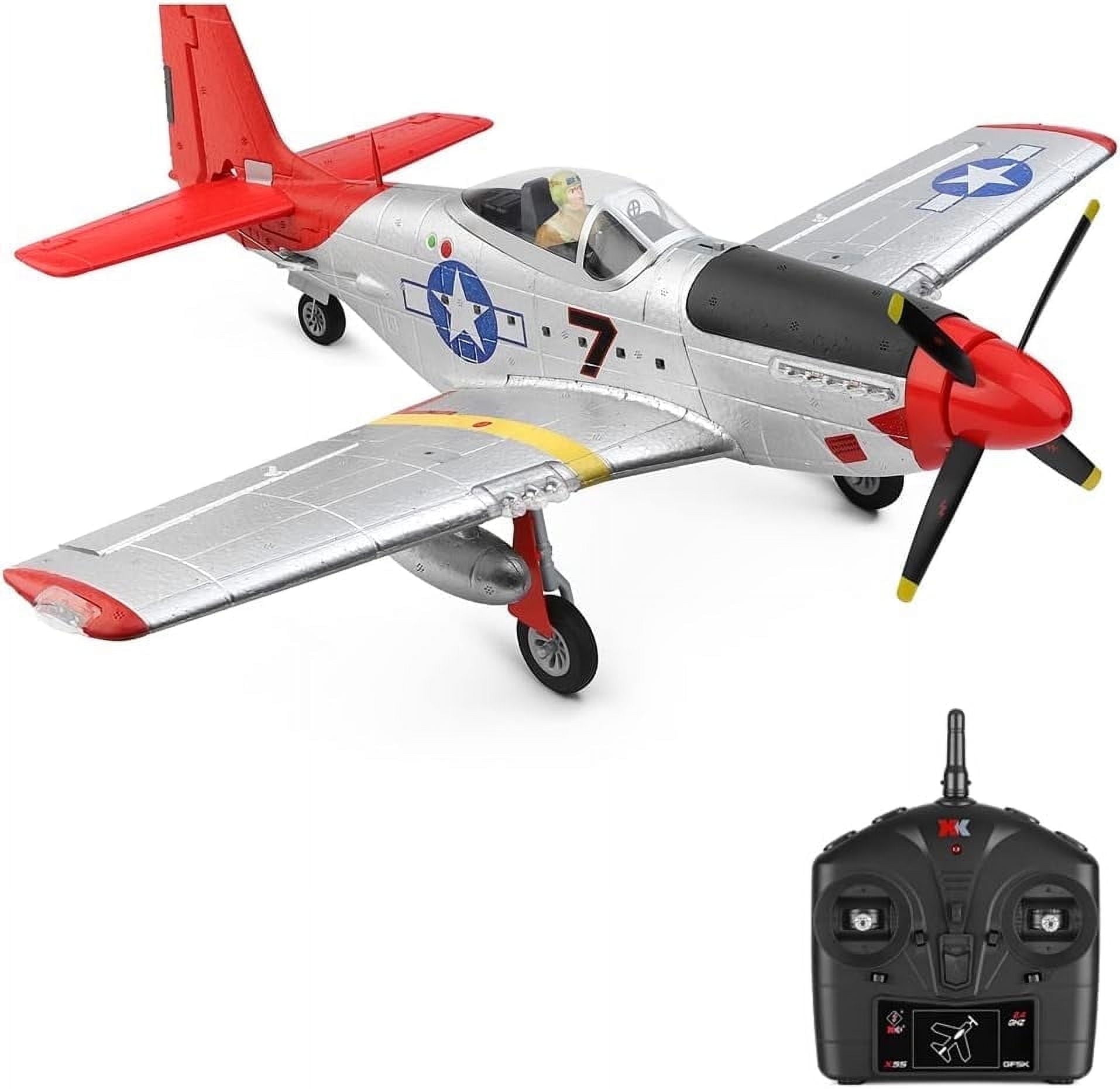 RC Plane, 2.4GHz 4 Channel Brushless Remote Control Jet Airplane for Adults, WLtoys RC Aircraft Fighter with 6-Axis Gyro, LED Searchlight, Easy to Fly for Boys and Girls