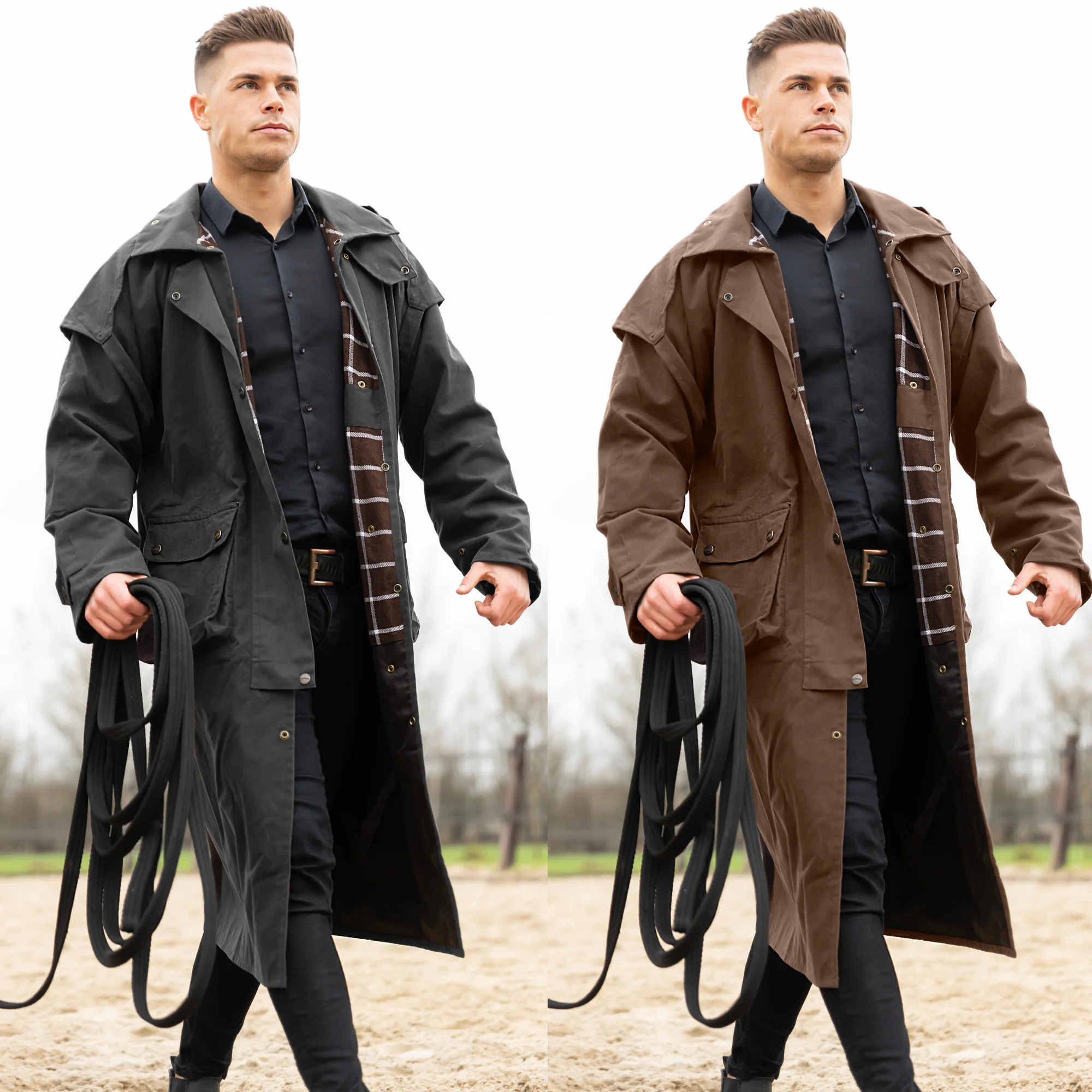 RESISTANCE Premium Oilskin Duster Coat Waterproof Cotton Unisex Cowboy Cowgirl Western Workwear