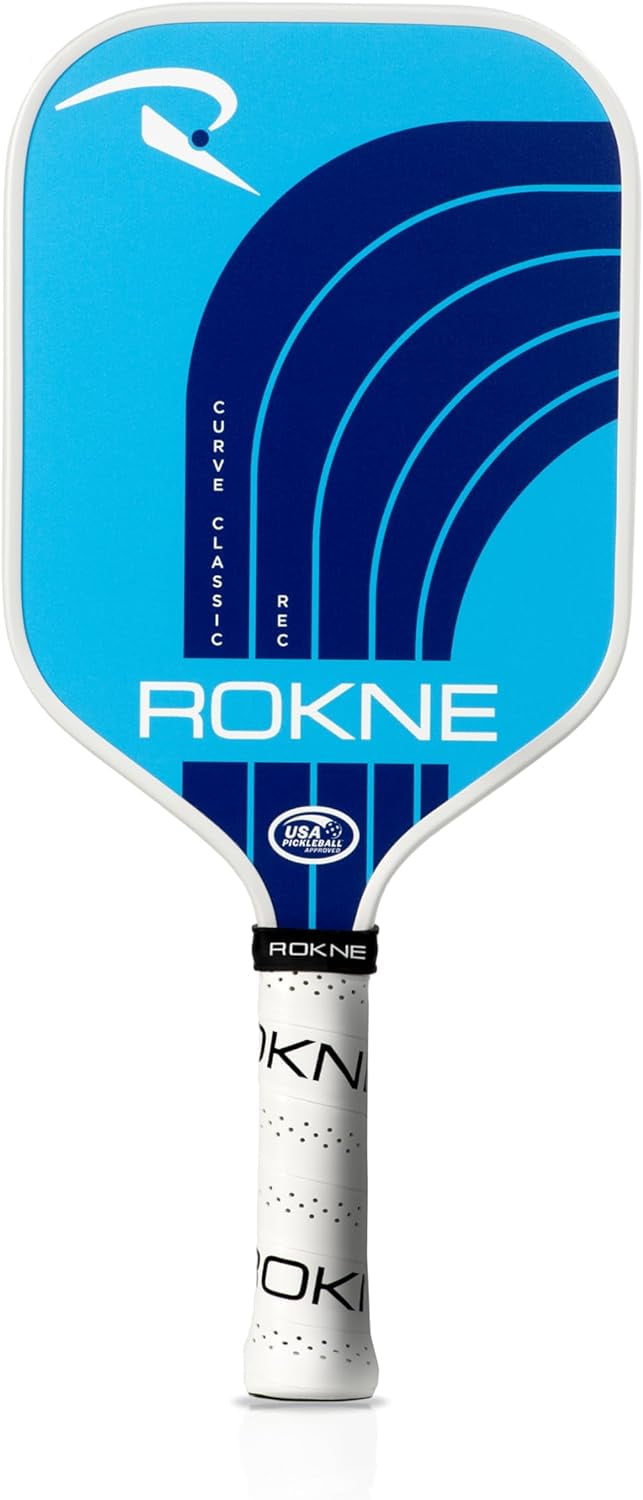 ROKNE Curve Classic REC Pickleball Paddle Lightweight Fiberglass Paddle with Pro Grit Texture