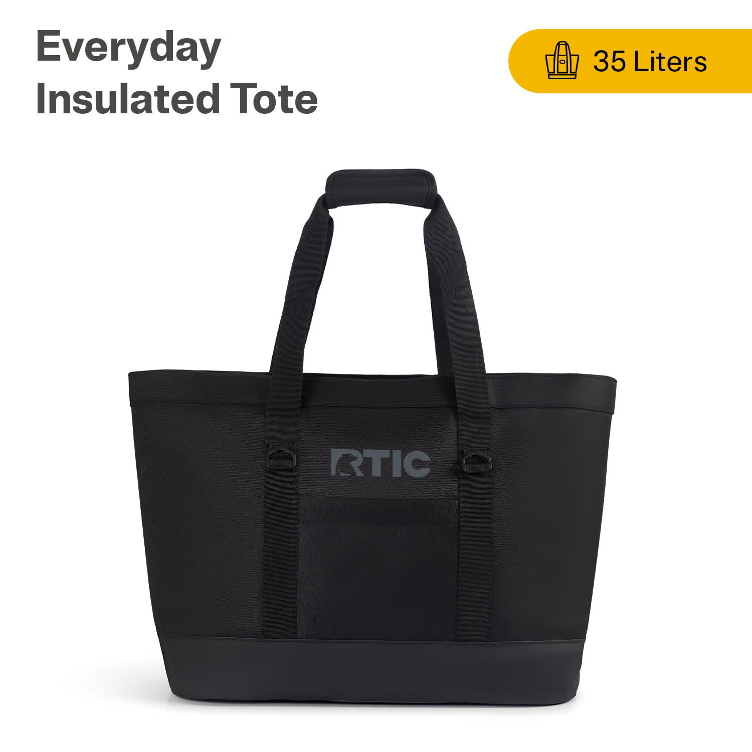 RTIC Everyday Insulated Tote Bag, 35 Ltr Cooler Bag, Leak-Free Interior, Fits 58 Cans, Black