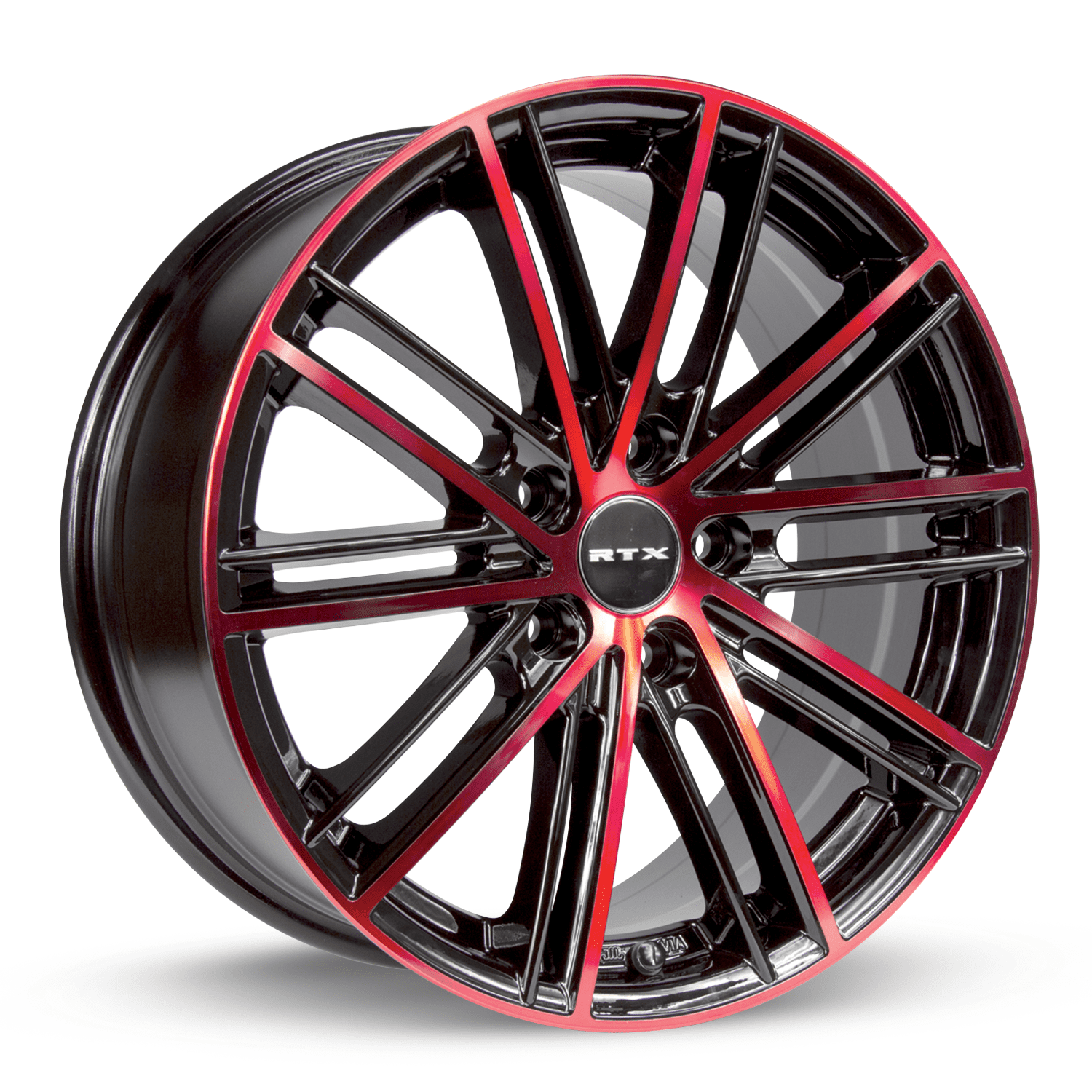 RTX Strobe 5 18x8 5x114.3 ET45 CB73.1 Black Machined Red Wheel